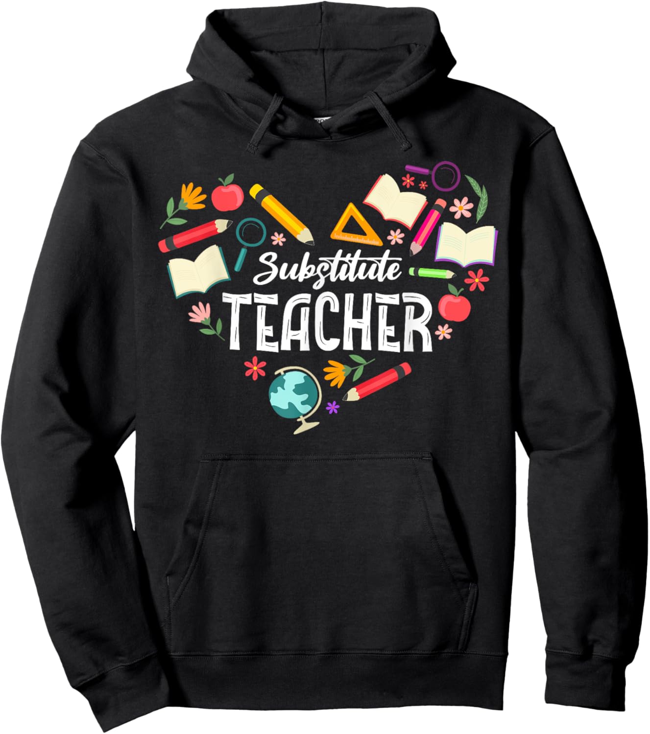Cute Substitute Teacher Heart Women Hoodie - Hoodie | Black
