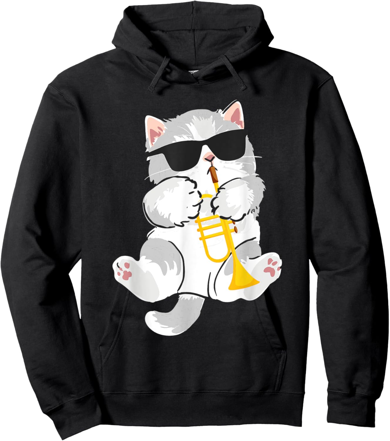 Trumpeter Cat - Trumpet Player Marching Band Hoodie - Hoodie | Black