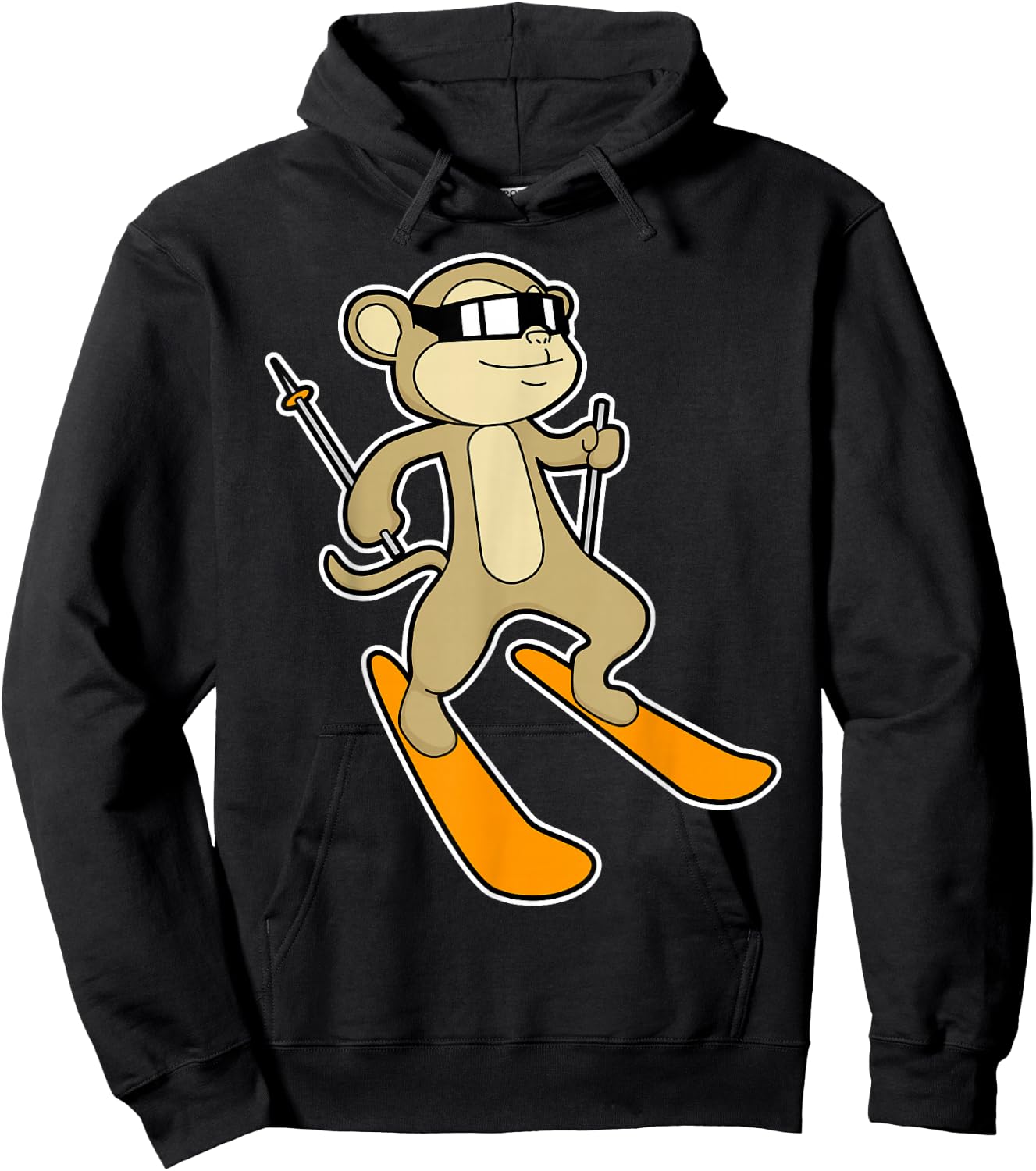 Monkey Skier Ski Winter sports Hoodie - Hoodie | Black