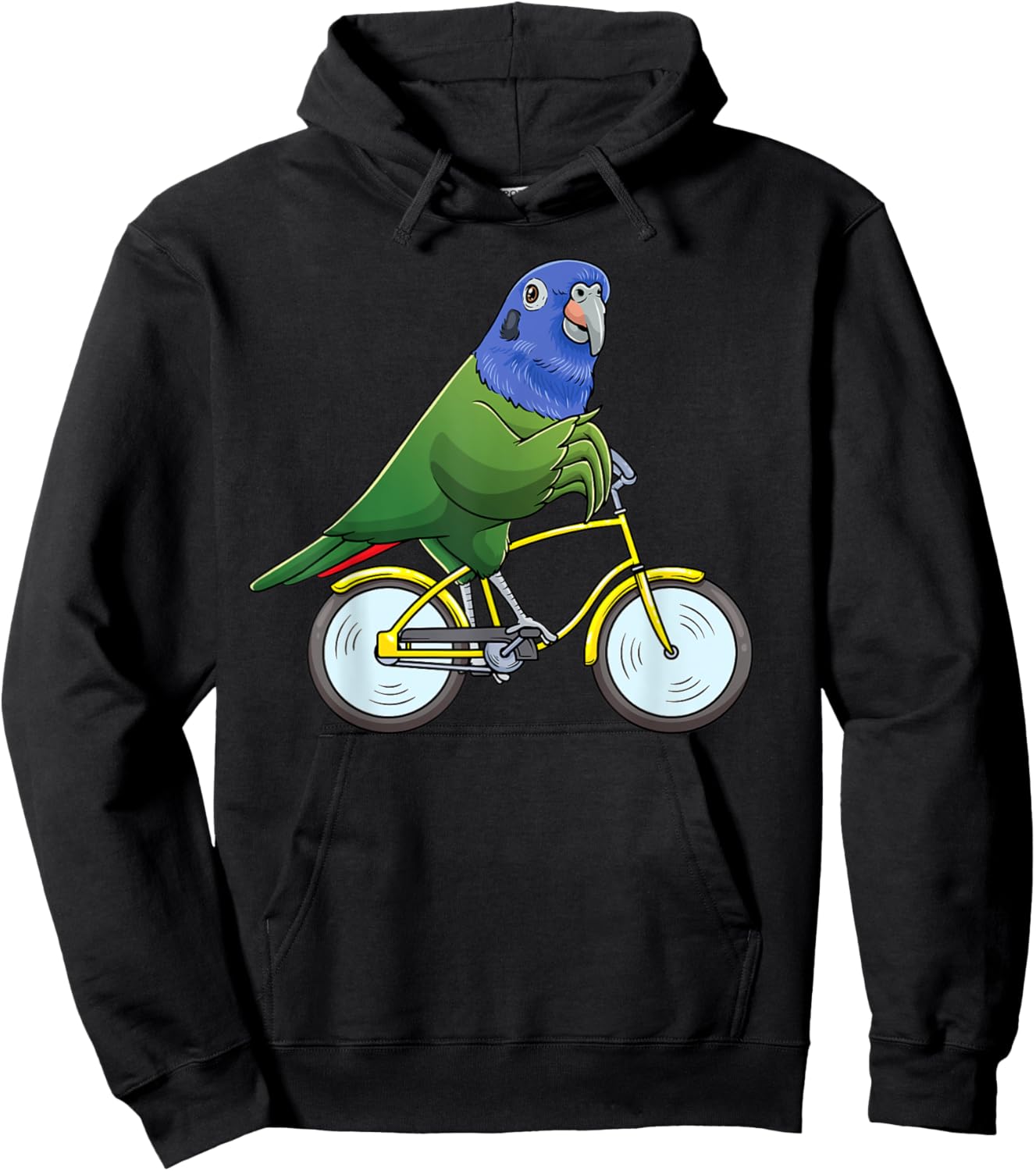 Pionus Parrot On A Bike Bird Riding Bicycle Hoodie - Hoodie | Black