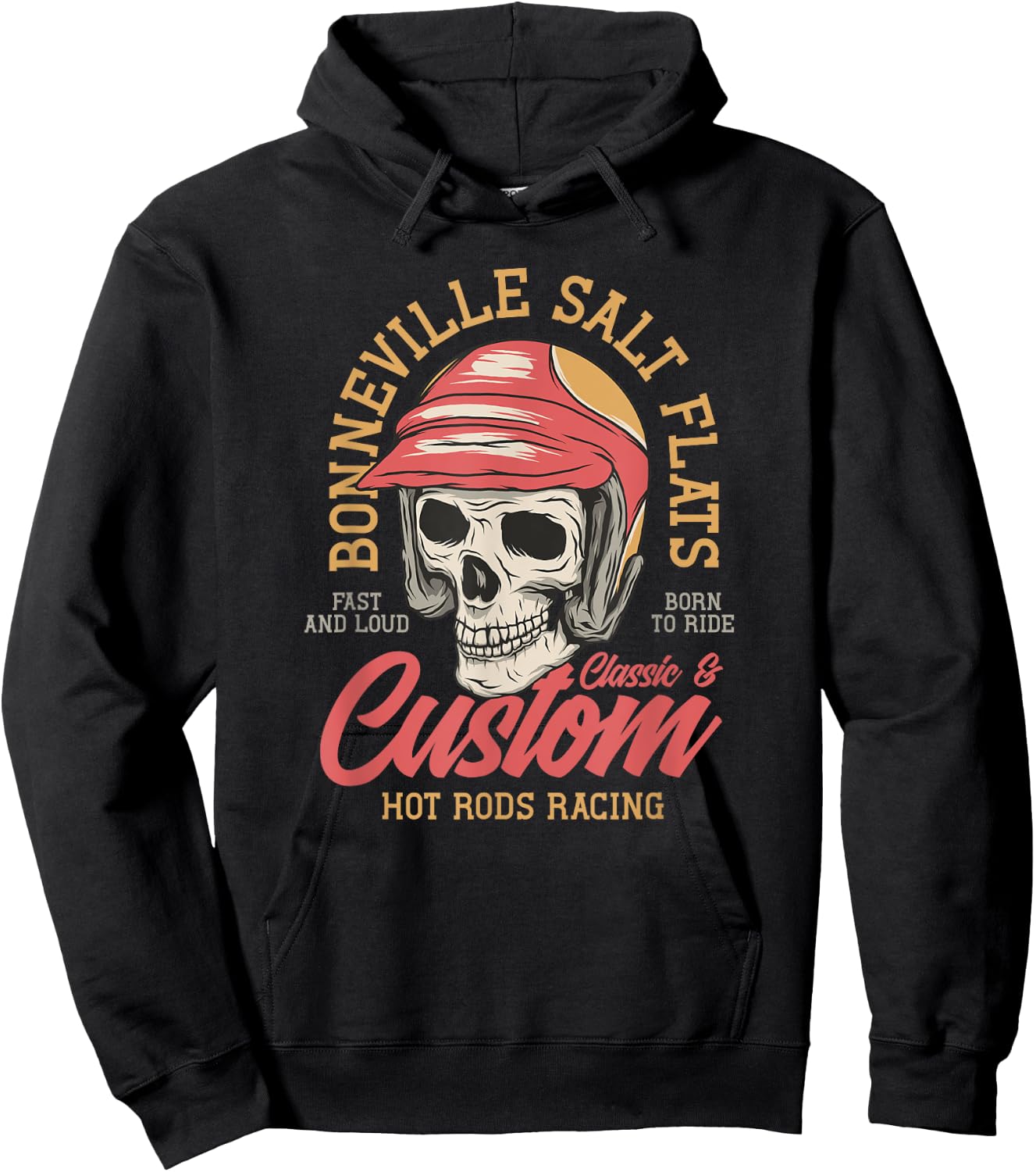 Hot Rod Costum Garage Skeleton Old School Racing Skull Hoodie - Hoodie | Black