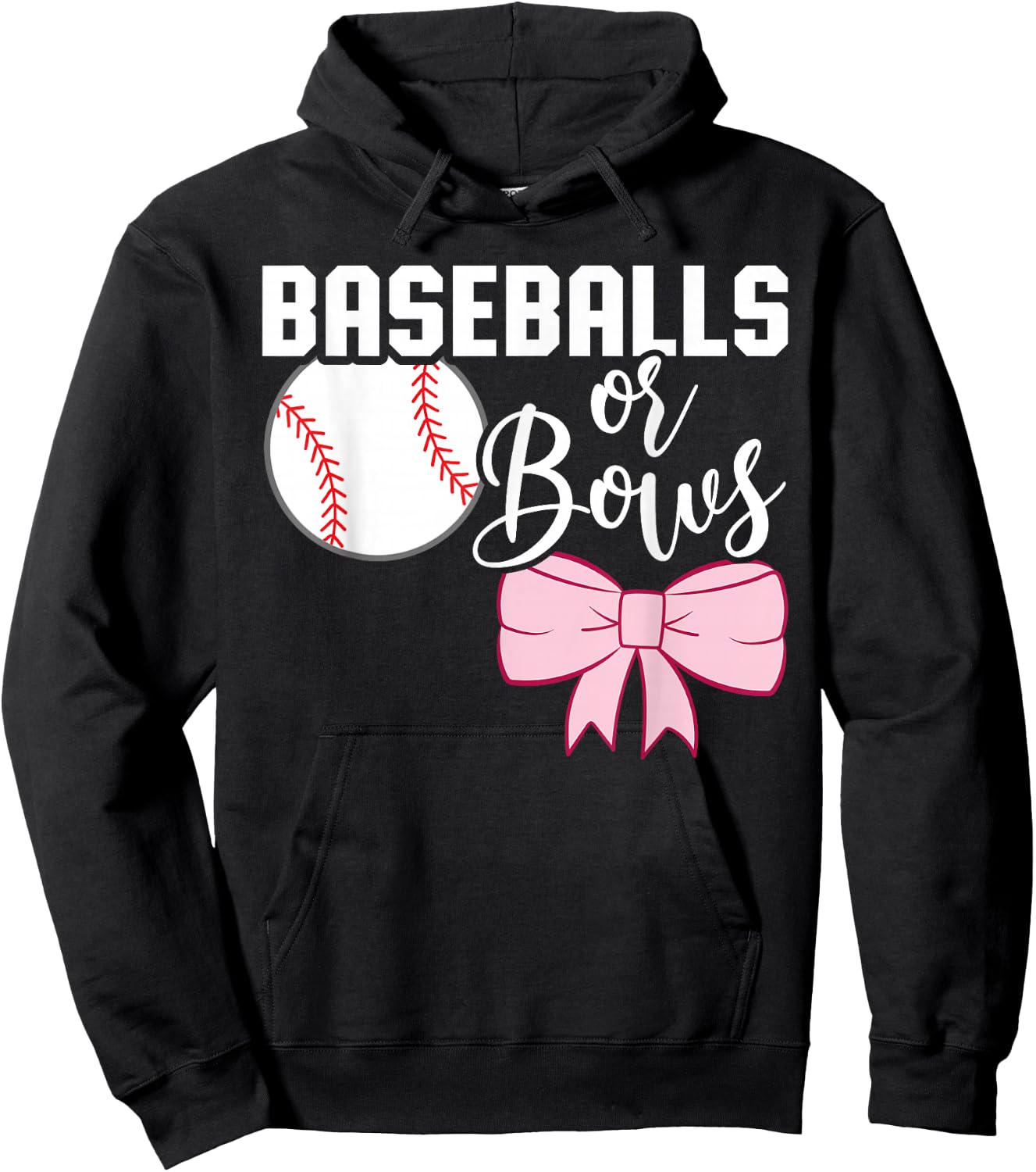 Cute Baseballs or Bows Gender Reveal - Team Boy or Team Girl Hoodie - Hoodie | Black