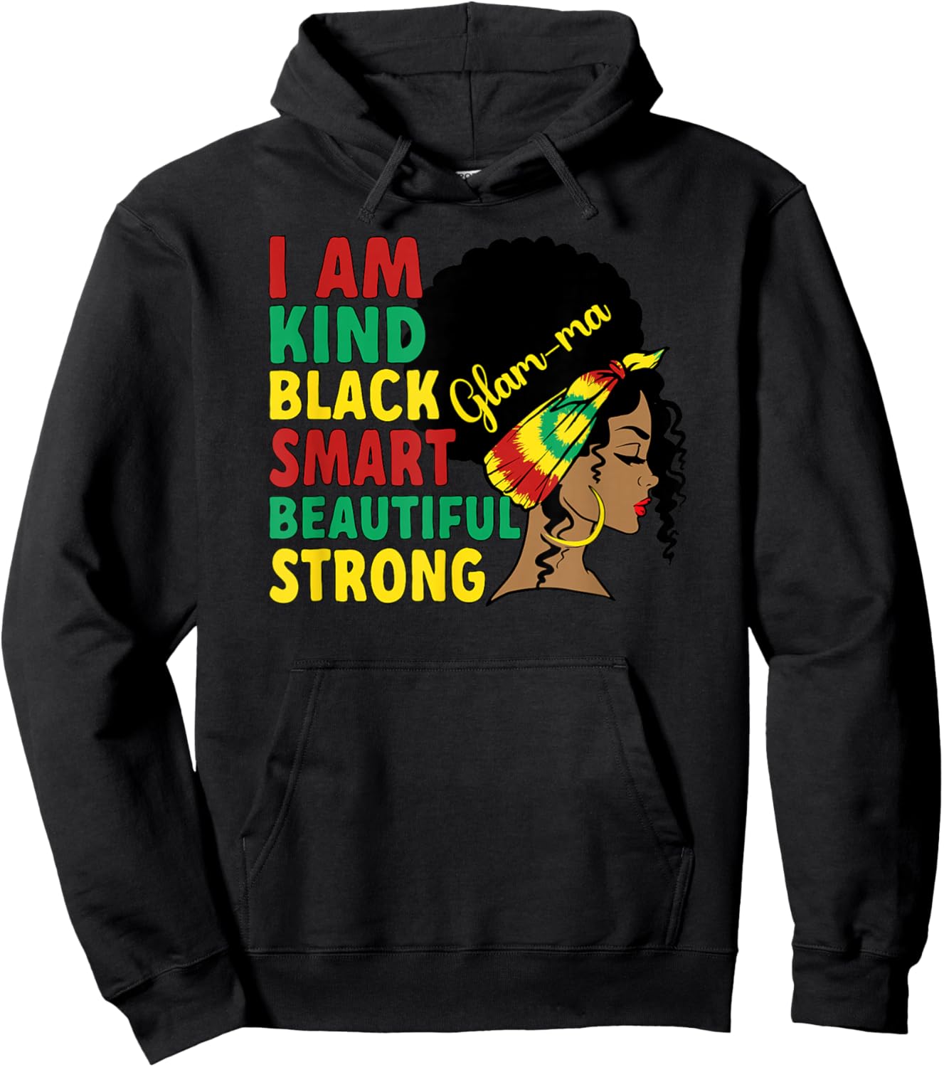 Black Glam-Ma Grandmother African American Glam-Ma Grandma Hoodie - Hoodie | Black