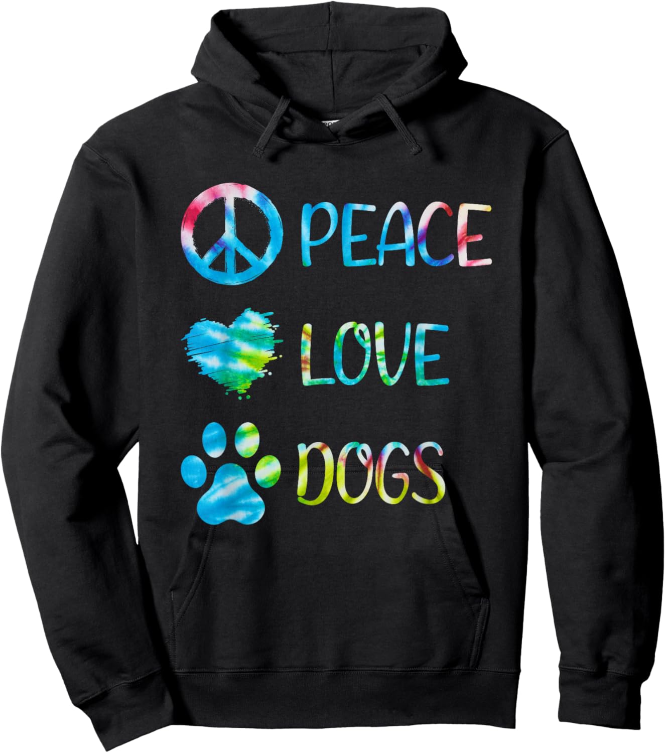 Peace Love Dogs Unity Heart Color Mama Breed Paws Bone Dogs Hoodie - Hoodie | Black