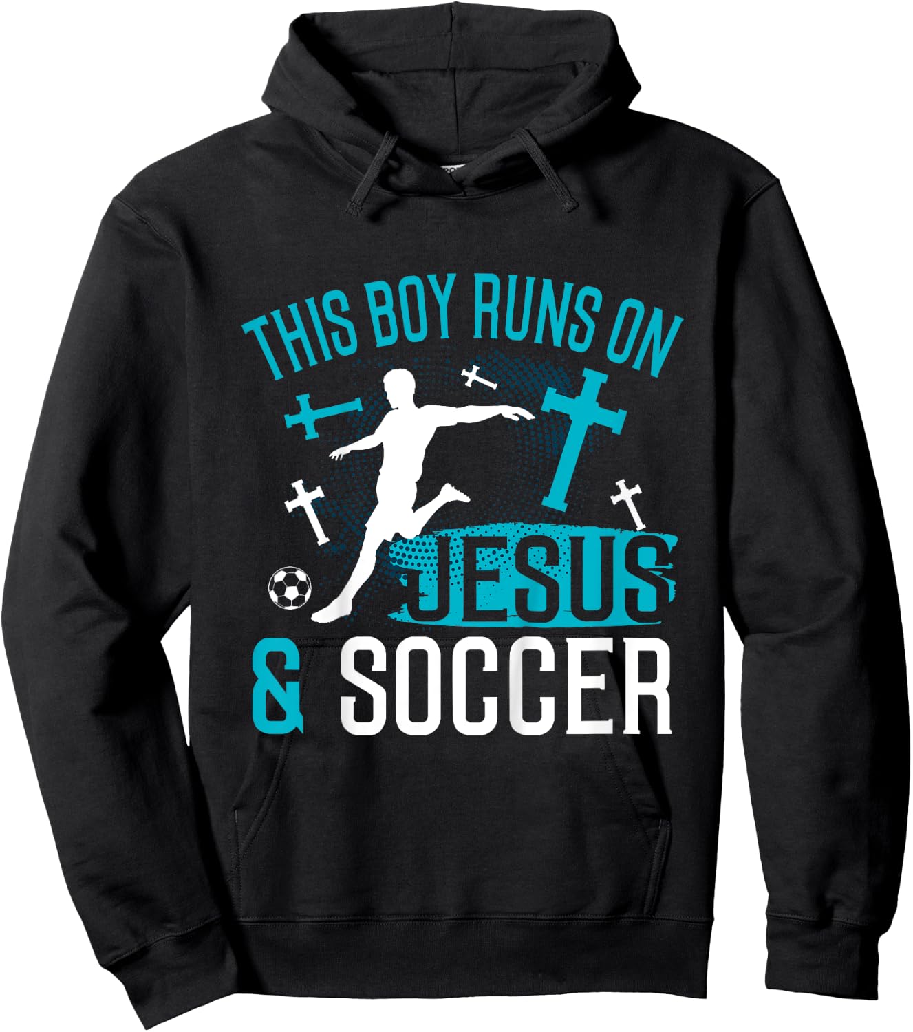 Kids Jesus and Soccer Shirt Christian Religious Player Boys Gift Hoodie - Hoodie | Black
