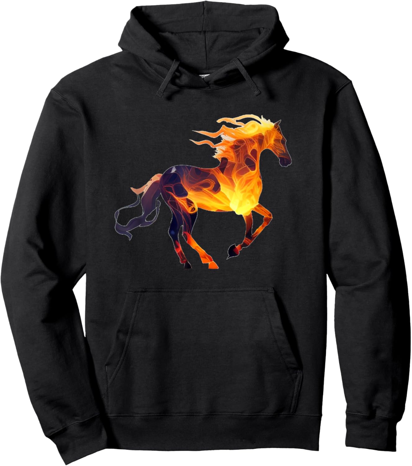 Funny running Fire Horse for burning Horse love Hoodie - Hoodie | Black