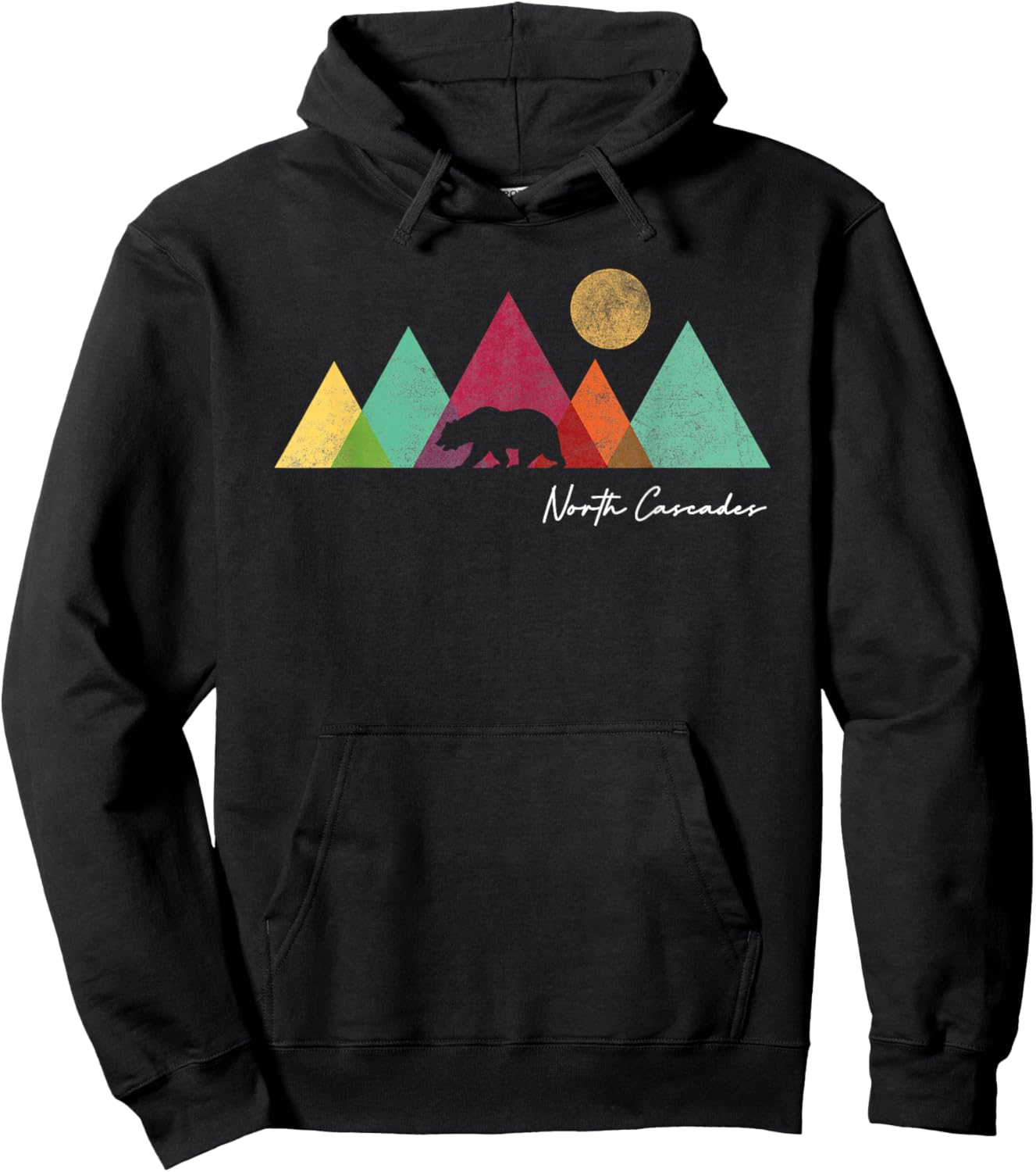 Retro North Cascades National Park Souvenir Hoodie - Hoodie | Black