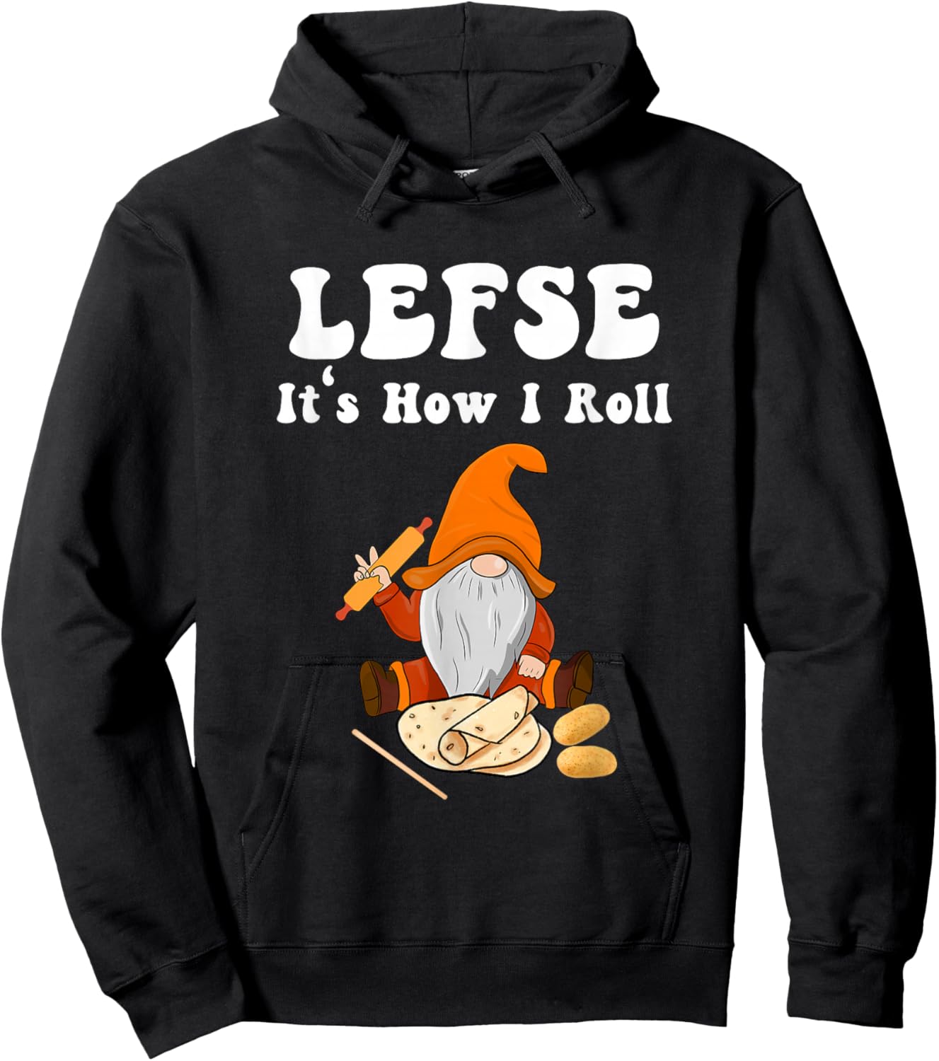 Lefse It's How I Roll Christmas Hoodie - Hoodie | Black