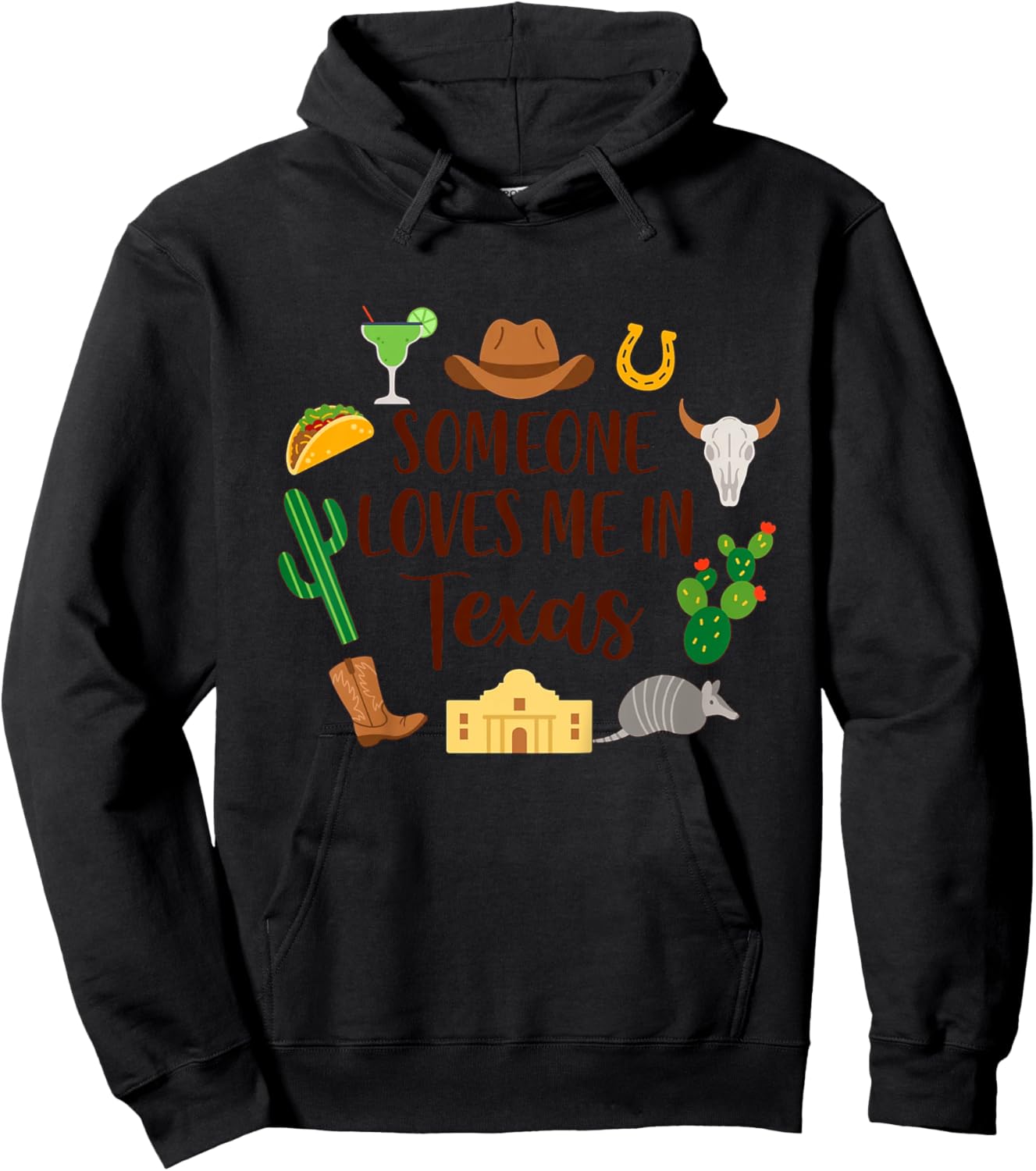 Kids Texas Baby Texas Traveling Trip Someone Loves Me In Texas Hoodie - Hoodie | Black