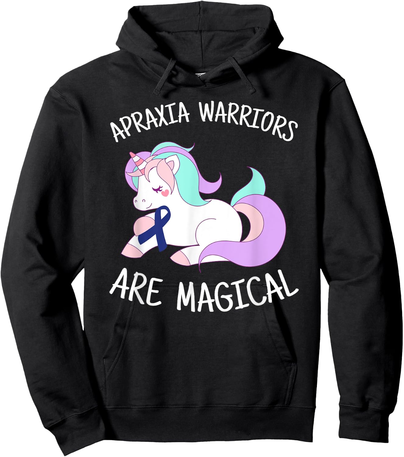 Unicorn Apraxia Awareness Gift, Apraxia Warrior Hoodie - Hoodie | Black