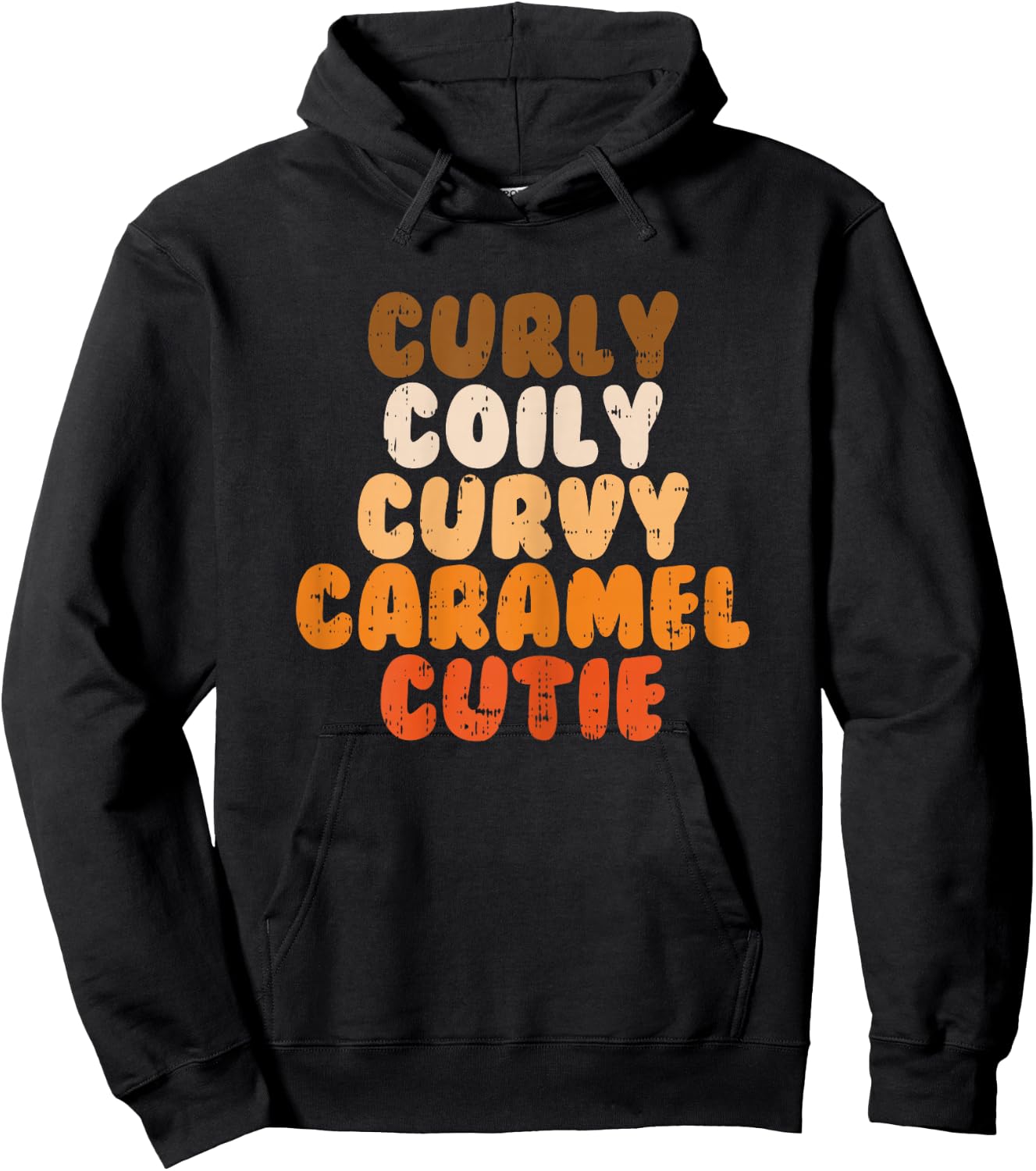 Curly Curvy Caramel Cutie Melanin Goddess Black Pride Gift Hoodie - Hoodie | Black