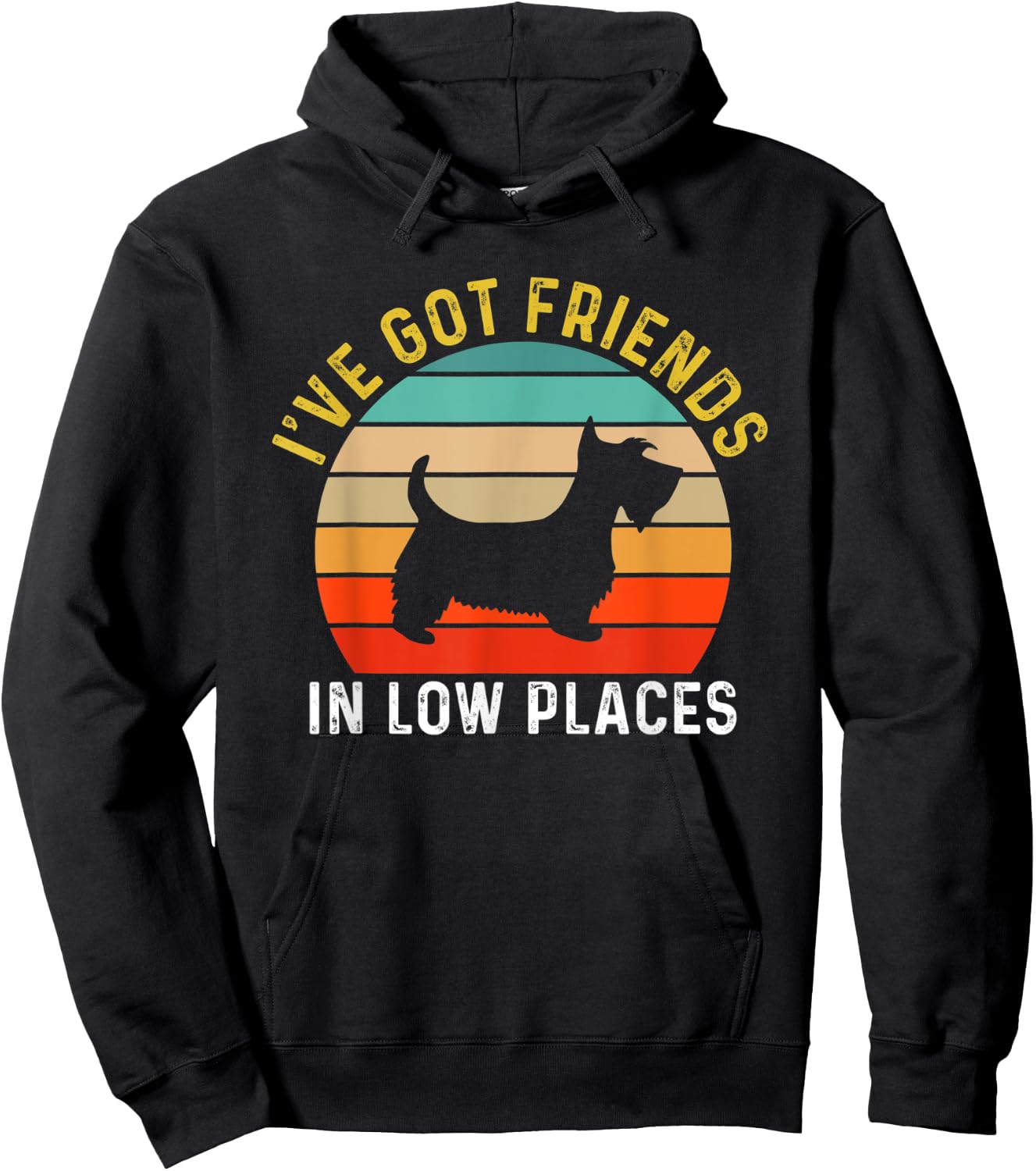 I've Got Friends In Low Places Scottie Funny Dog Retro Women Kids Hoodie - Hoodie | Black
