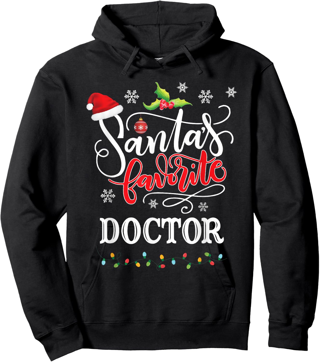 Santa's Favorite Doctor Christmas Gifts Xmas Hoodie - Hoodie | Black