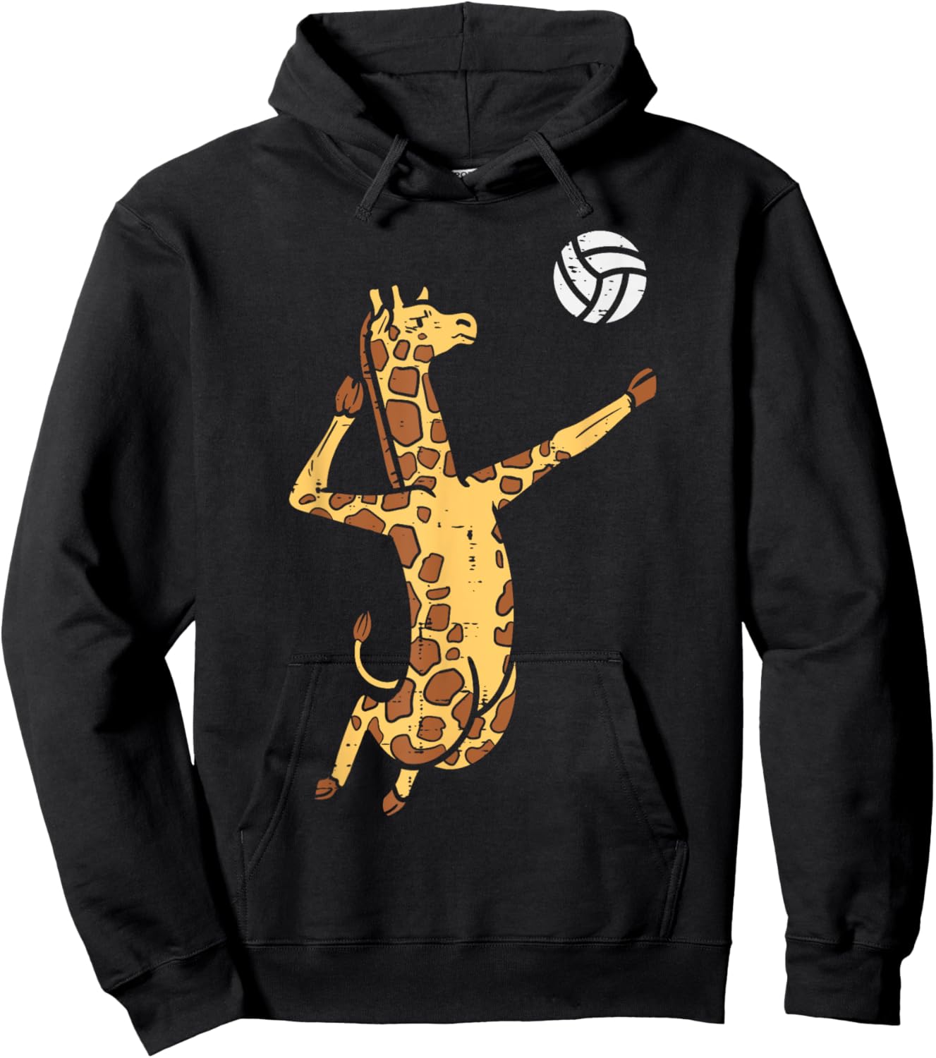 Giraffe Volleyball Spike Serve Player Spiker Boys Men Women Hoodie - Hoodie | Black