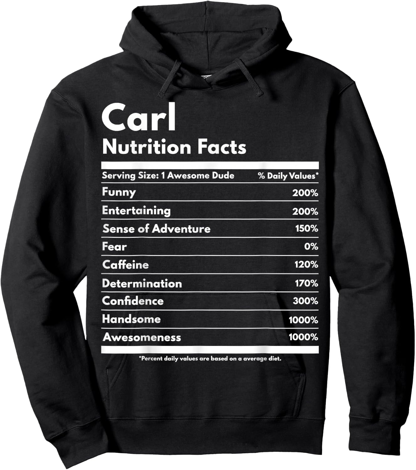 Carl Gift Nutrition Facts Funny Personalized Name Carl Hoodie - Hoodie | Black