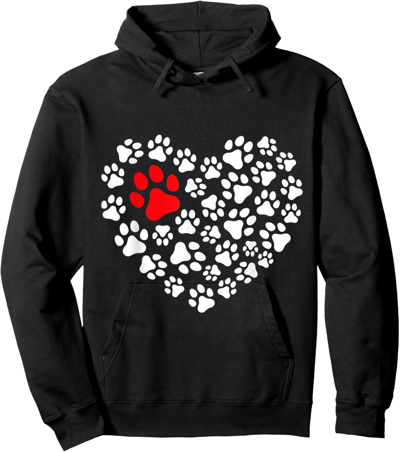 Paw Heart | Dog Paw Love Heart Print Hoodie - Hoodie | Black