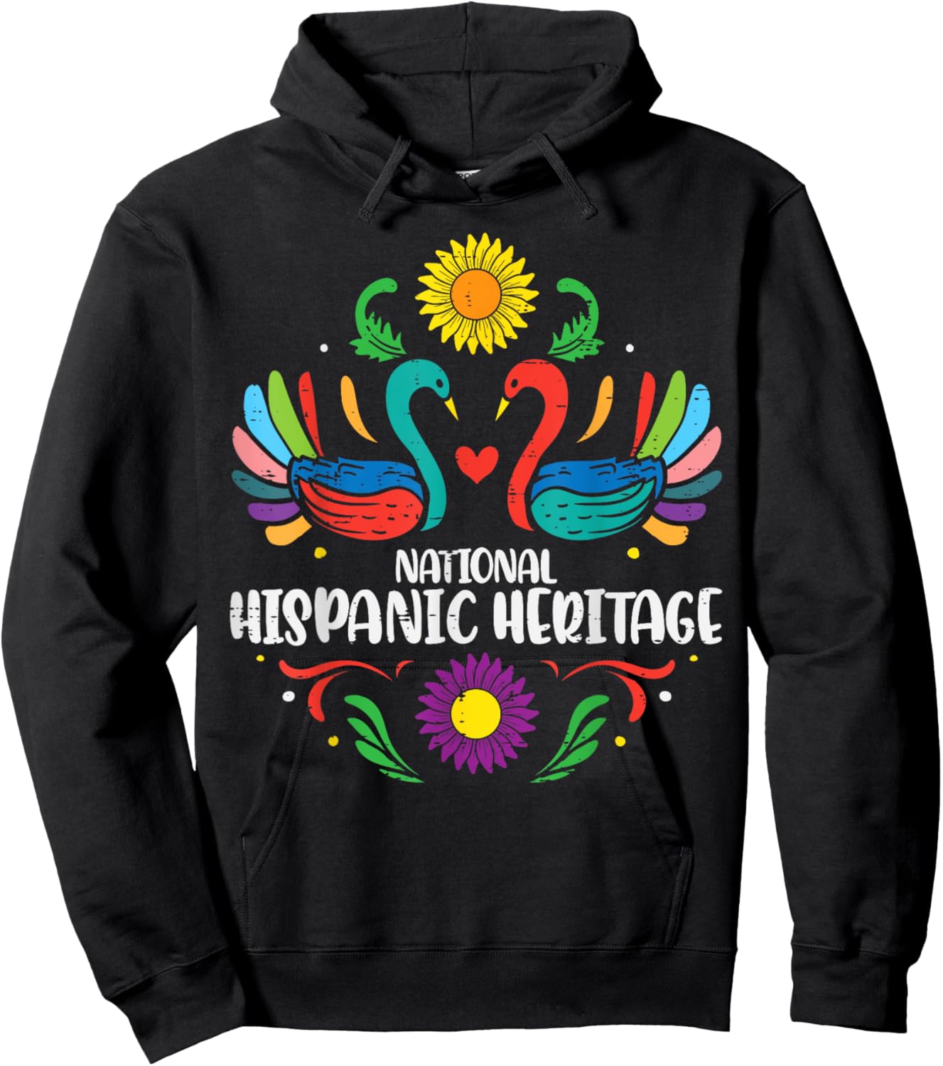 National Hispanic Heritage Month Otomi Birds Women Girls Kid Hoodie - Hoodie | Black