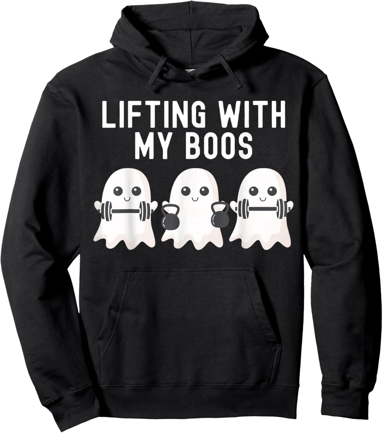 Lifting With My Boos Ghost Halloween Gym Workout Fitness Hoodie - Hoodie | Black