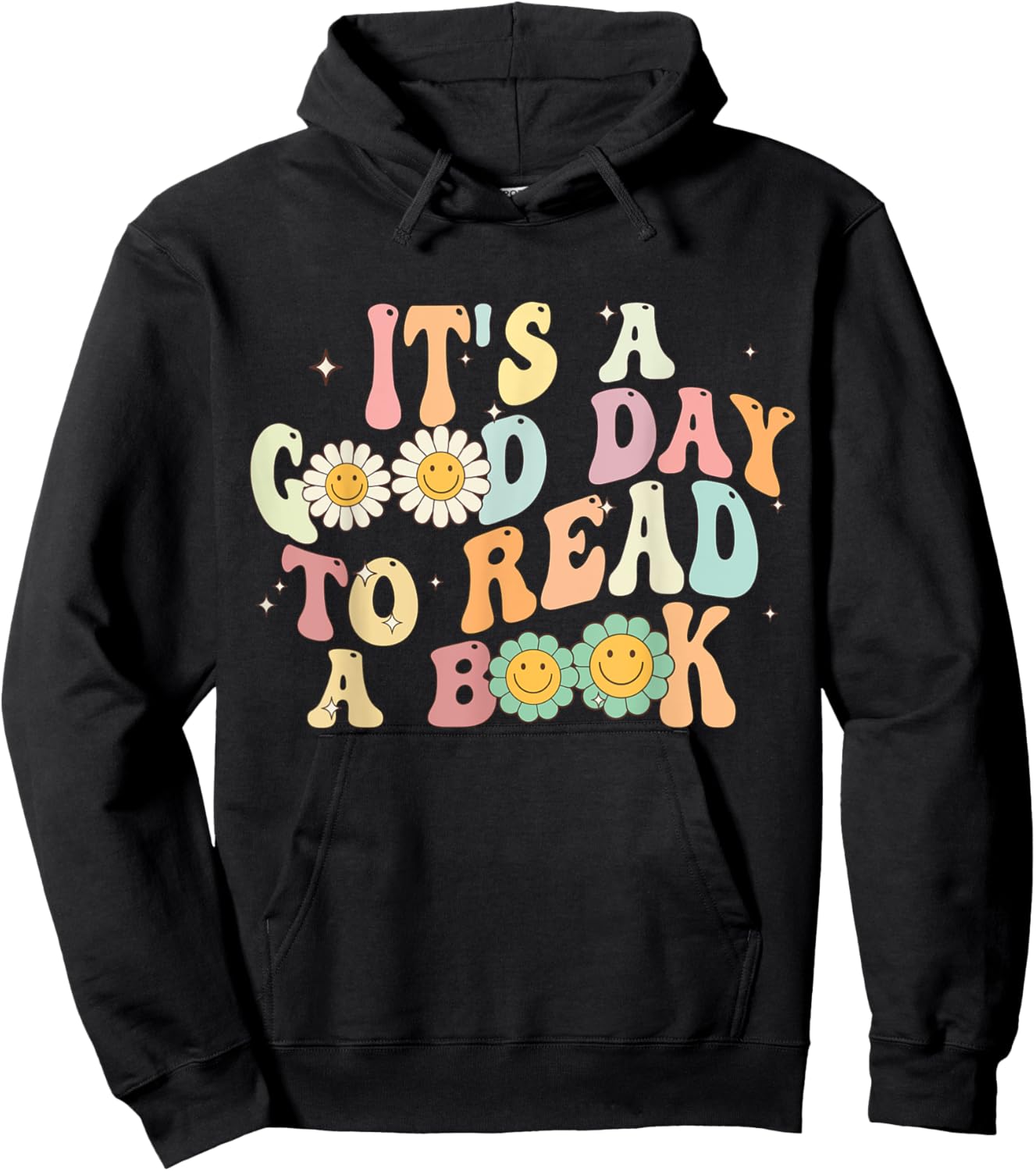 It's A Good Day To Read A Book Retro Groovy Hoodie - Hoodie | Black