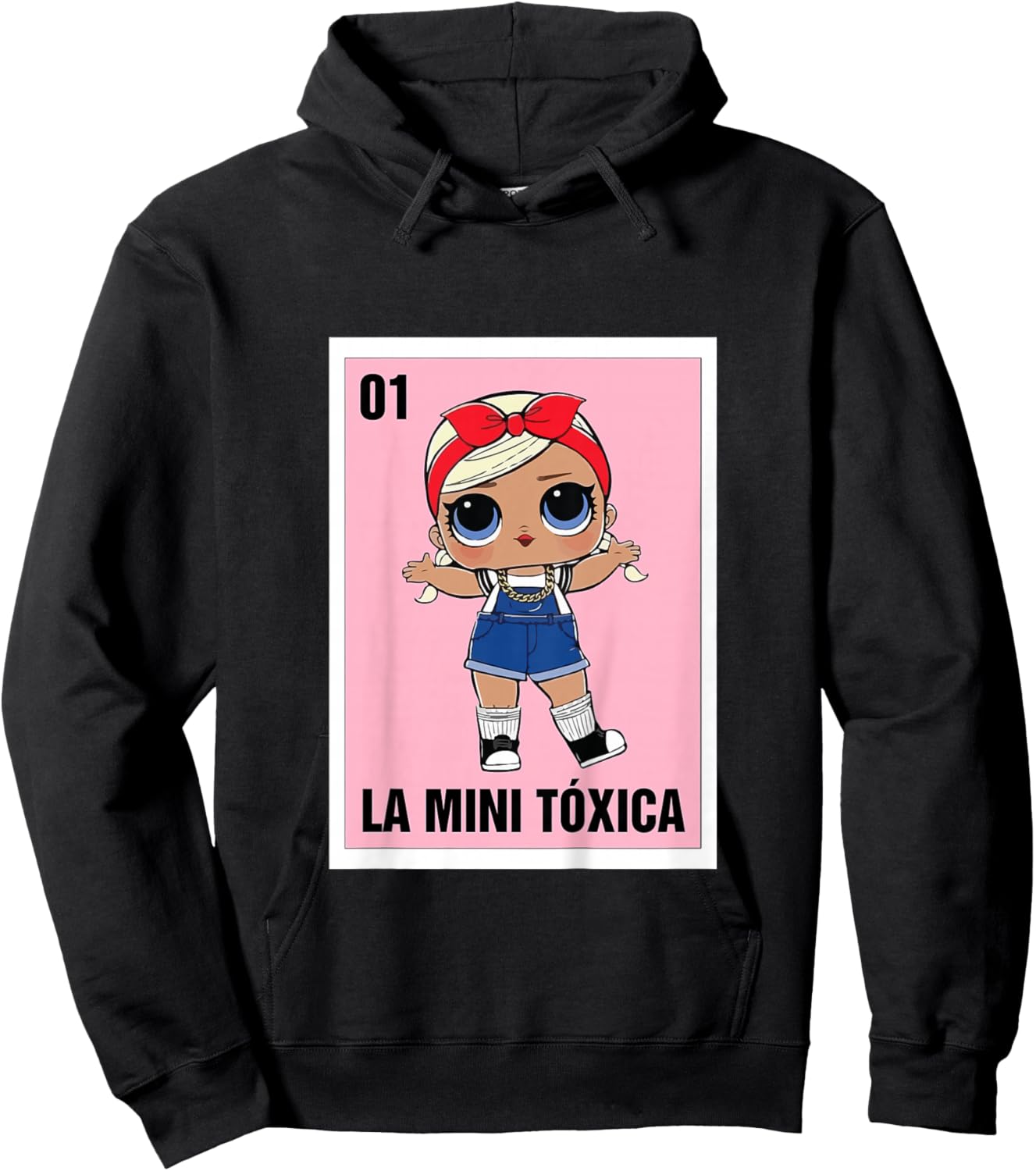 La Mini Toxica Mexican Bingo Card Game Spanish Baby Girl Hoodie - Hoodie | Black