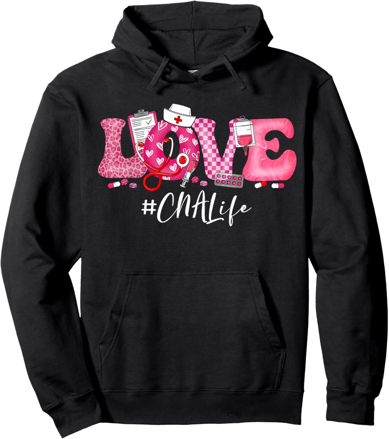 LOVE CNA Life Nurse Nursing Assistant Valentine Women Hoodie - Hoodie | Black