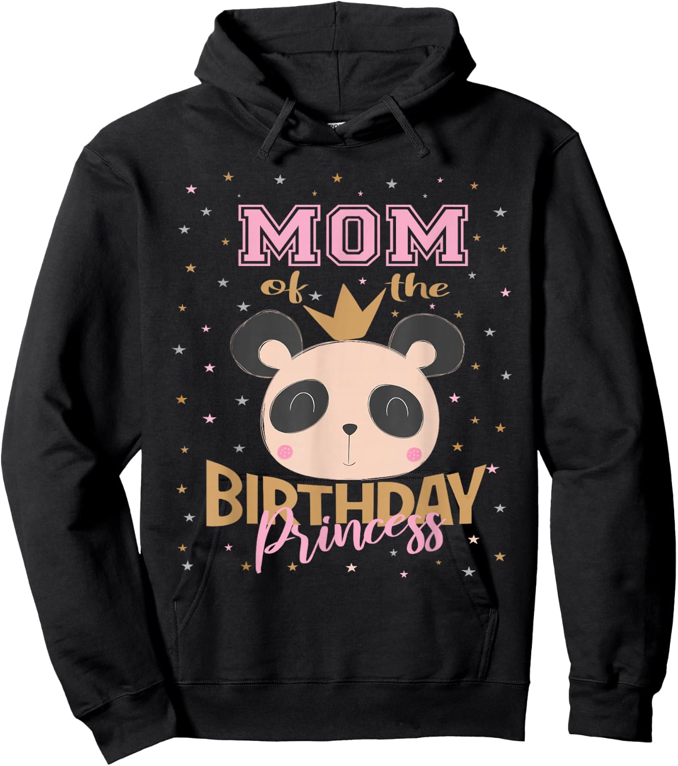 Mom Of The Birthday Princess Girl Panda Bear Party Hoodie - Hoodie | Black