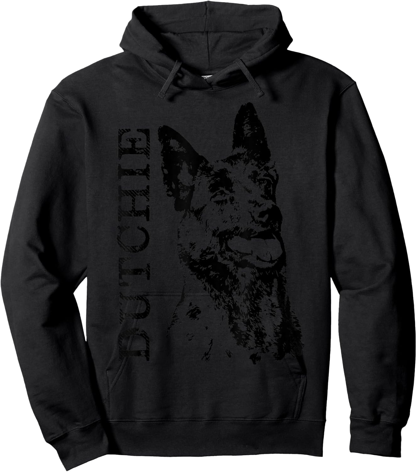 K9PrintArt Dutchie - Dutch Shepherd Dutchie , Men's Grey Small Classic Fit Short Sleeve Collarless Modern Hoodie - Hoodie | Black