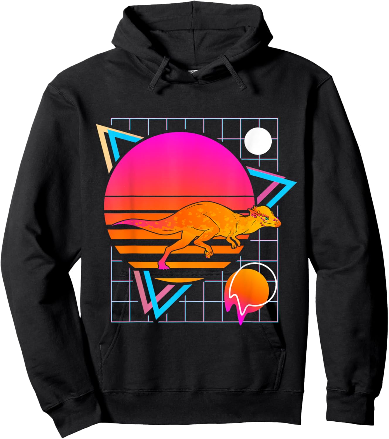 Pachycephalosaurus Retro 80s Style Vintage Dinosaur Hoodie - Hoodie | Black