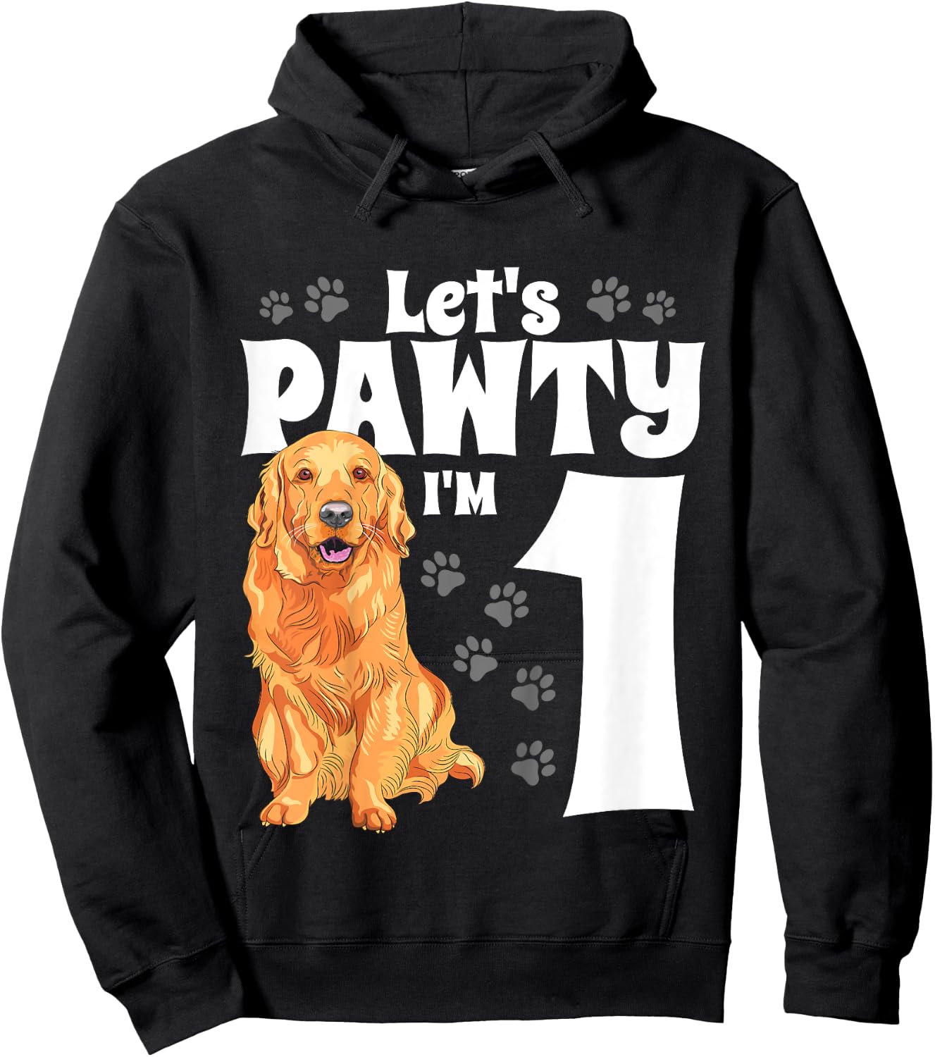 1 Year Old Golden Retriever Dog Birthday Pawty Dogs 1st Gift Hoodie - Hoodie | Black