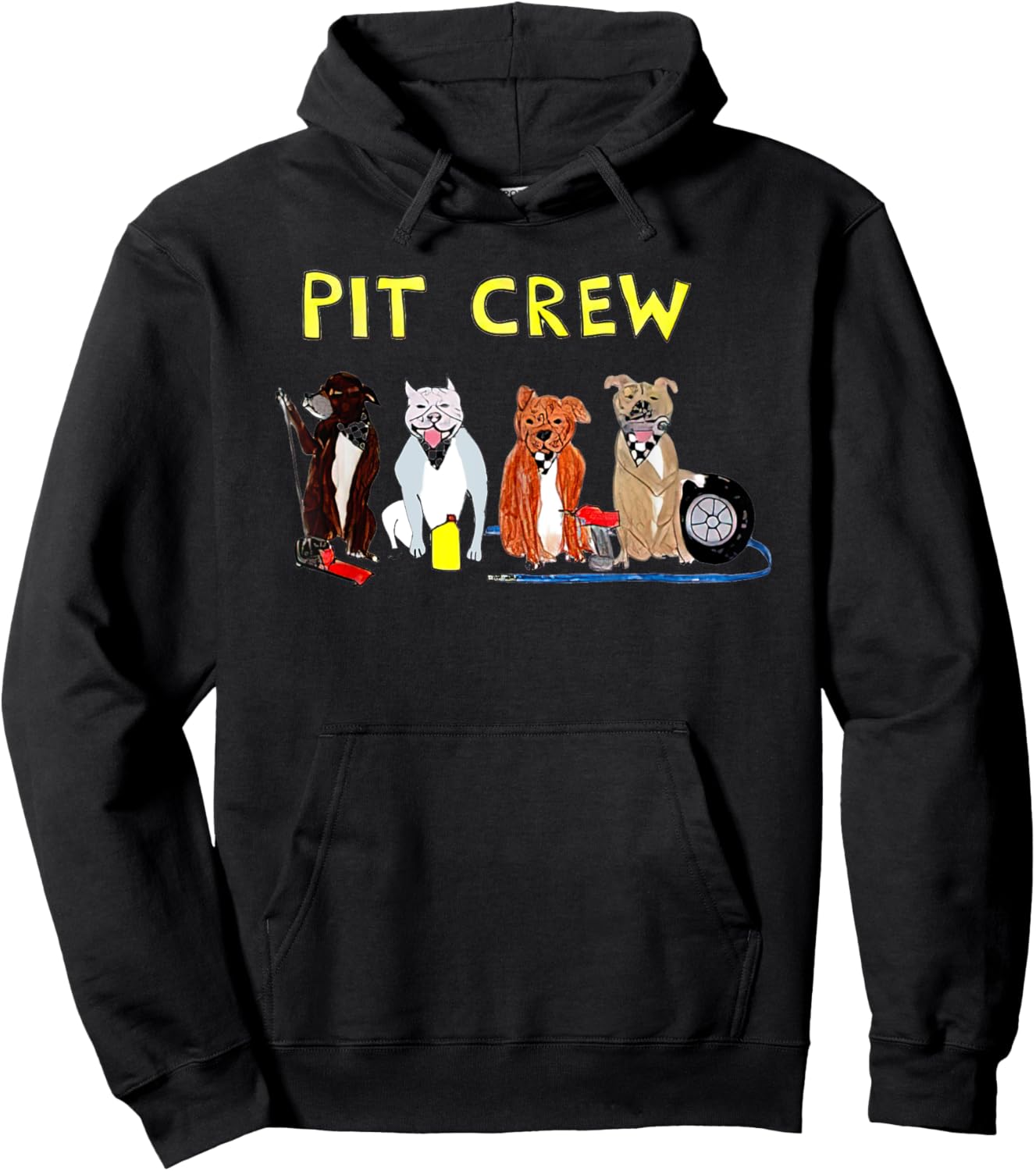 Pit Crew Dogs Funny Women Hoodie - Hoodie | Black