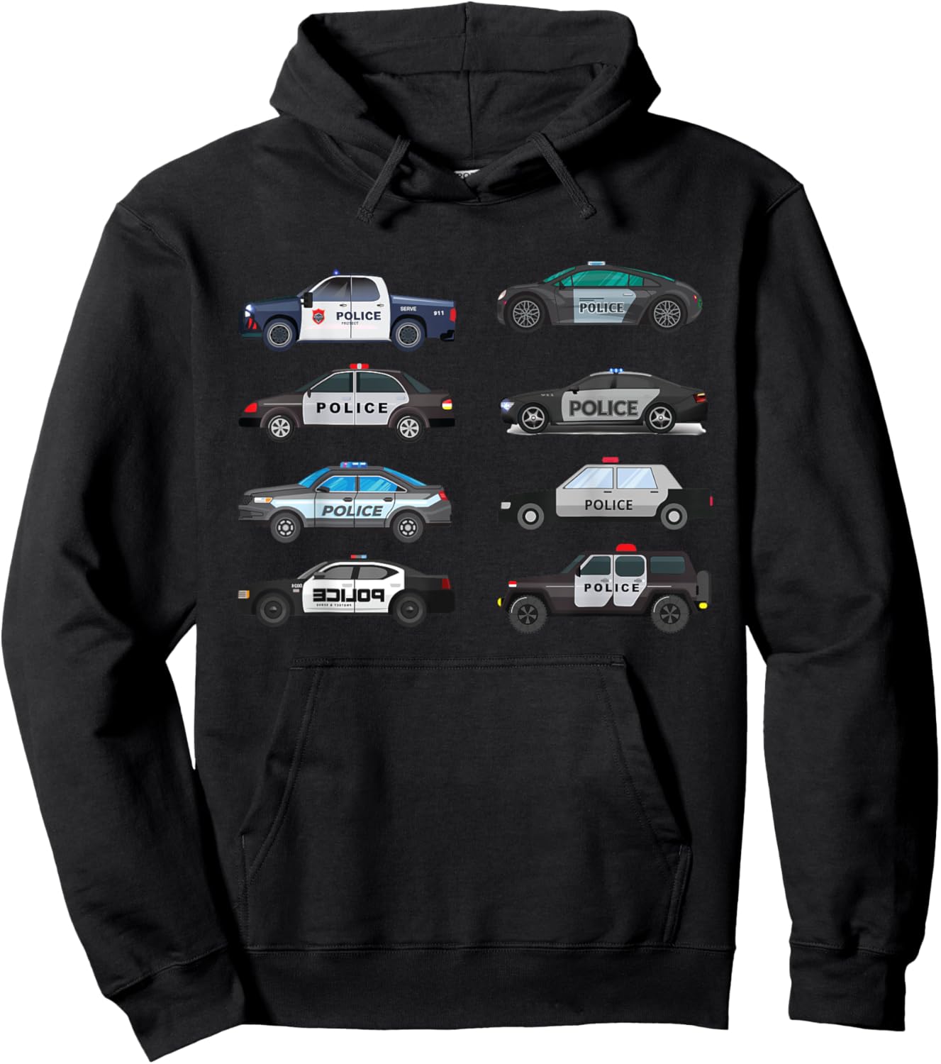 Police Cars Birthday for Boys Girls Toddlers Hoodie - Hoodie | Black