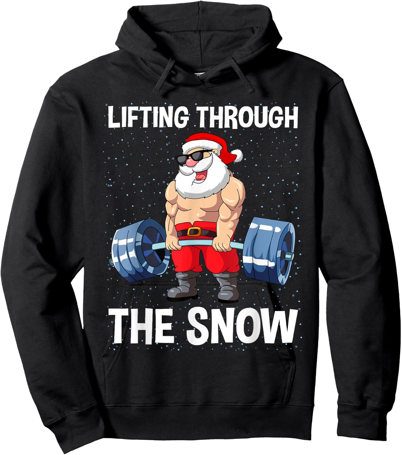 Lifting Through The Snow Gym Fitness Christmas Men Women Hoodie - Hoodie | Black