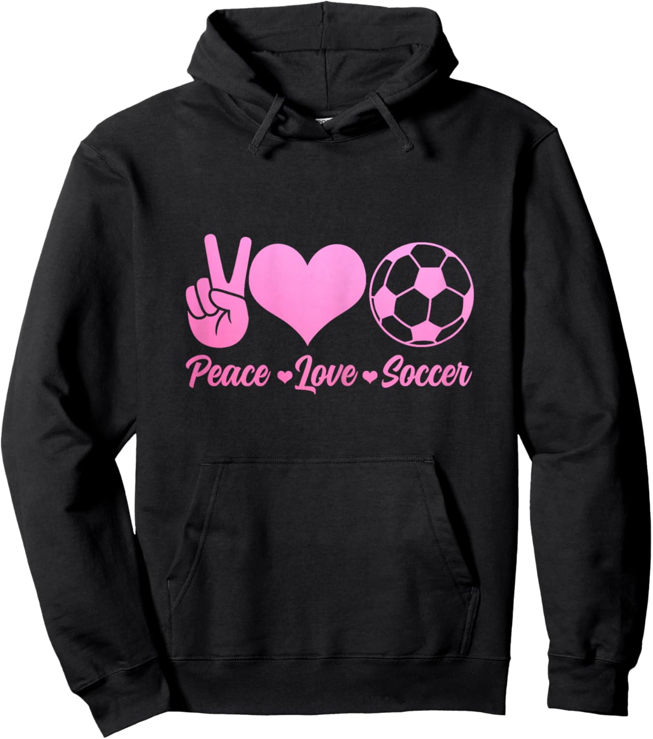 Soccer Player Peace Love Cute Soccer Player Girls Hoodie - Hoodie | Black