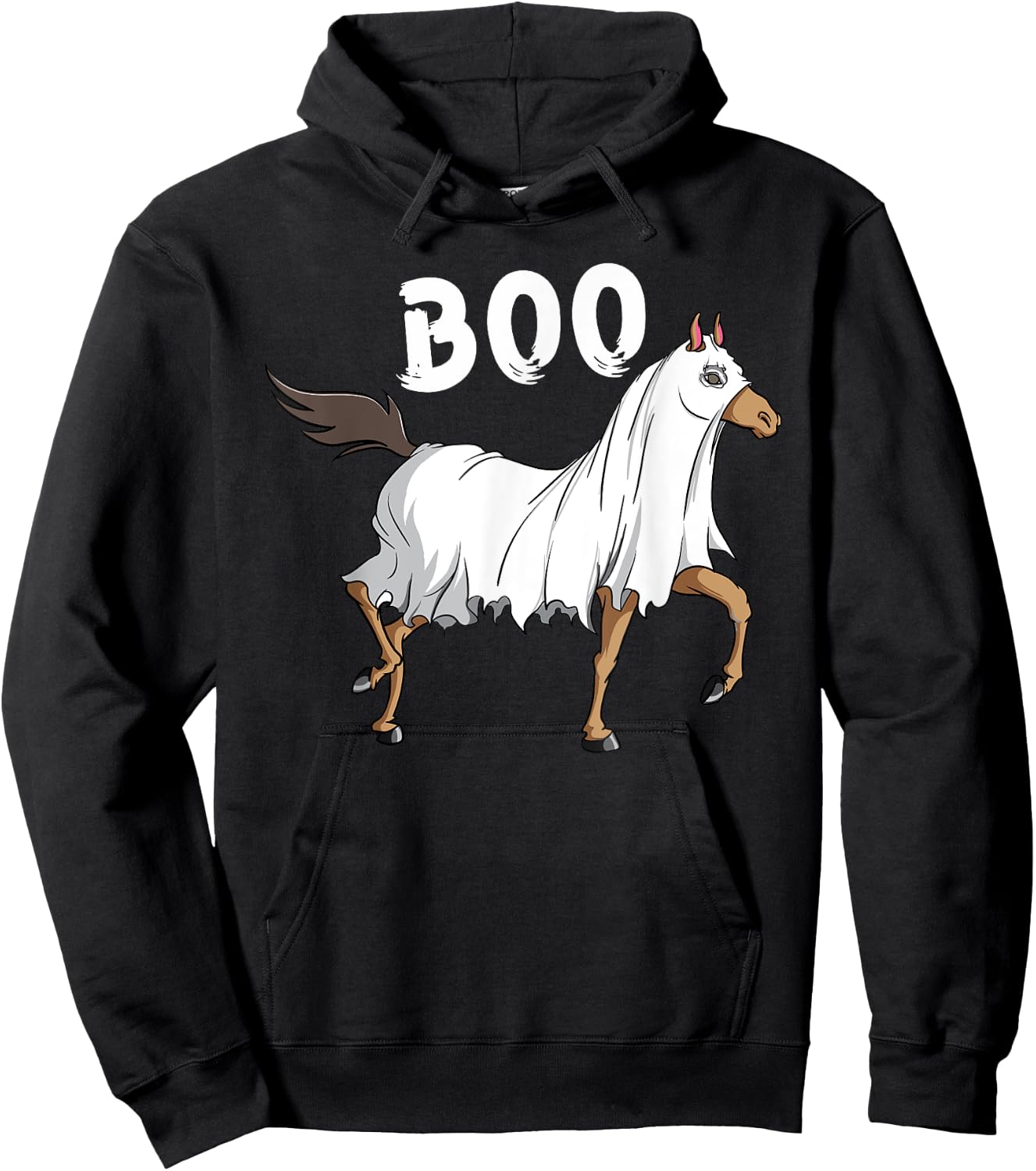 Horse Ghost Boo | Equestrian Horse Lover Farmer Halloween Hoodie - Hoodie | Black