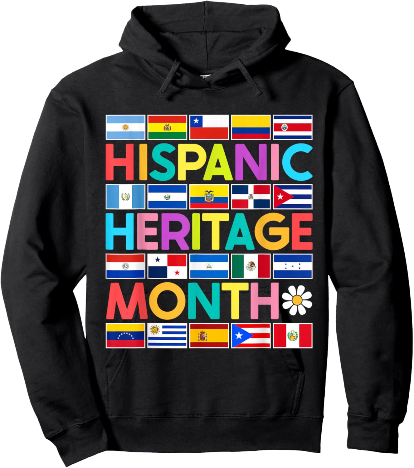 National Hispanic Heritage Month All Countries Flags Hoodie - Hoodie | Black