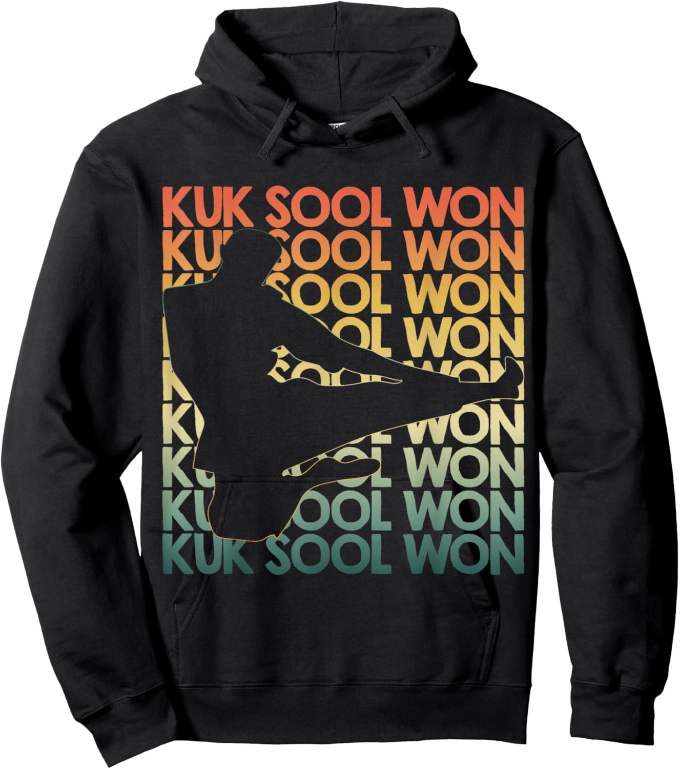 Retro Kuk Sool Won Repetitive Vintage Fighter Hoodie - Hoodie | Black