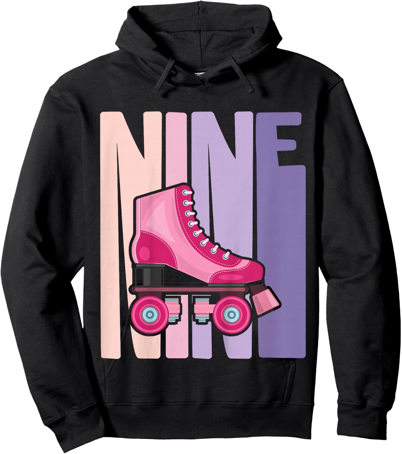 9 Year Old Cute Roller Skating Birthday Girl 9th B-day Hoodie - Hoodie | Black