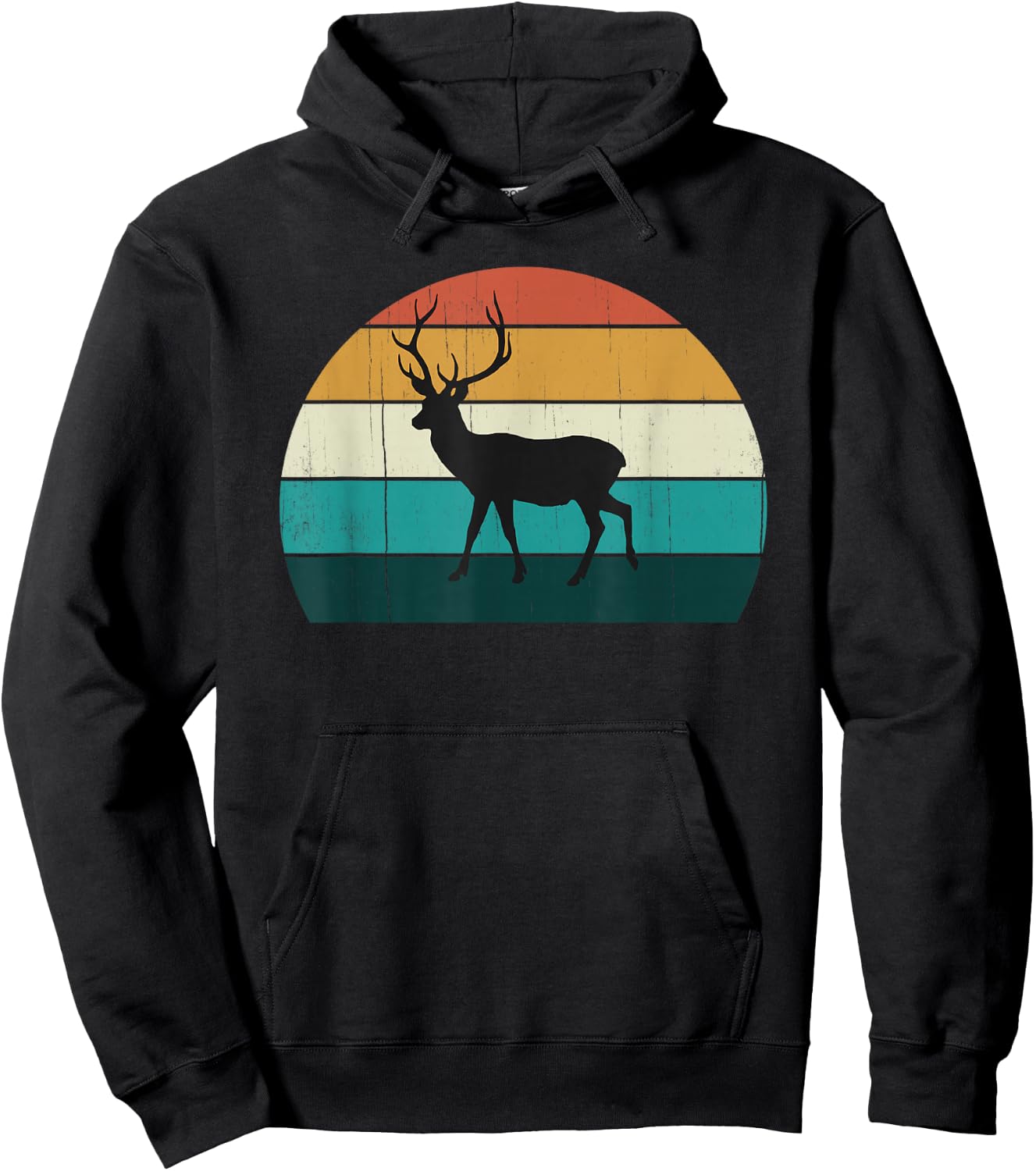 Funny Retro Deer Cool Sunset Gift Hoodie - Hoodie | Black