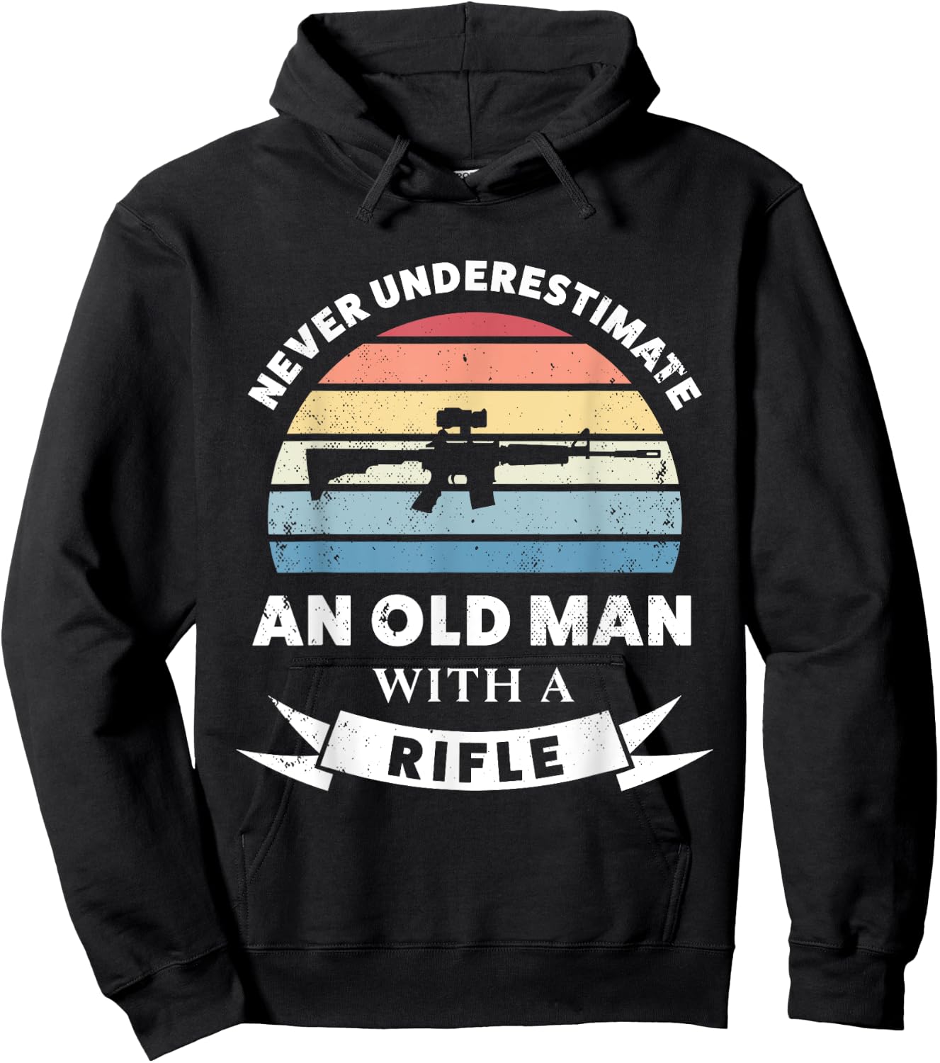 Old Man with a Rifle Funny Gun Gift Dad Hoodie - Hoodie | Black