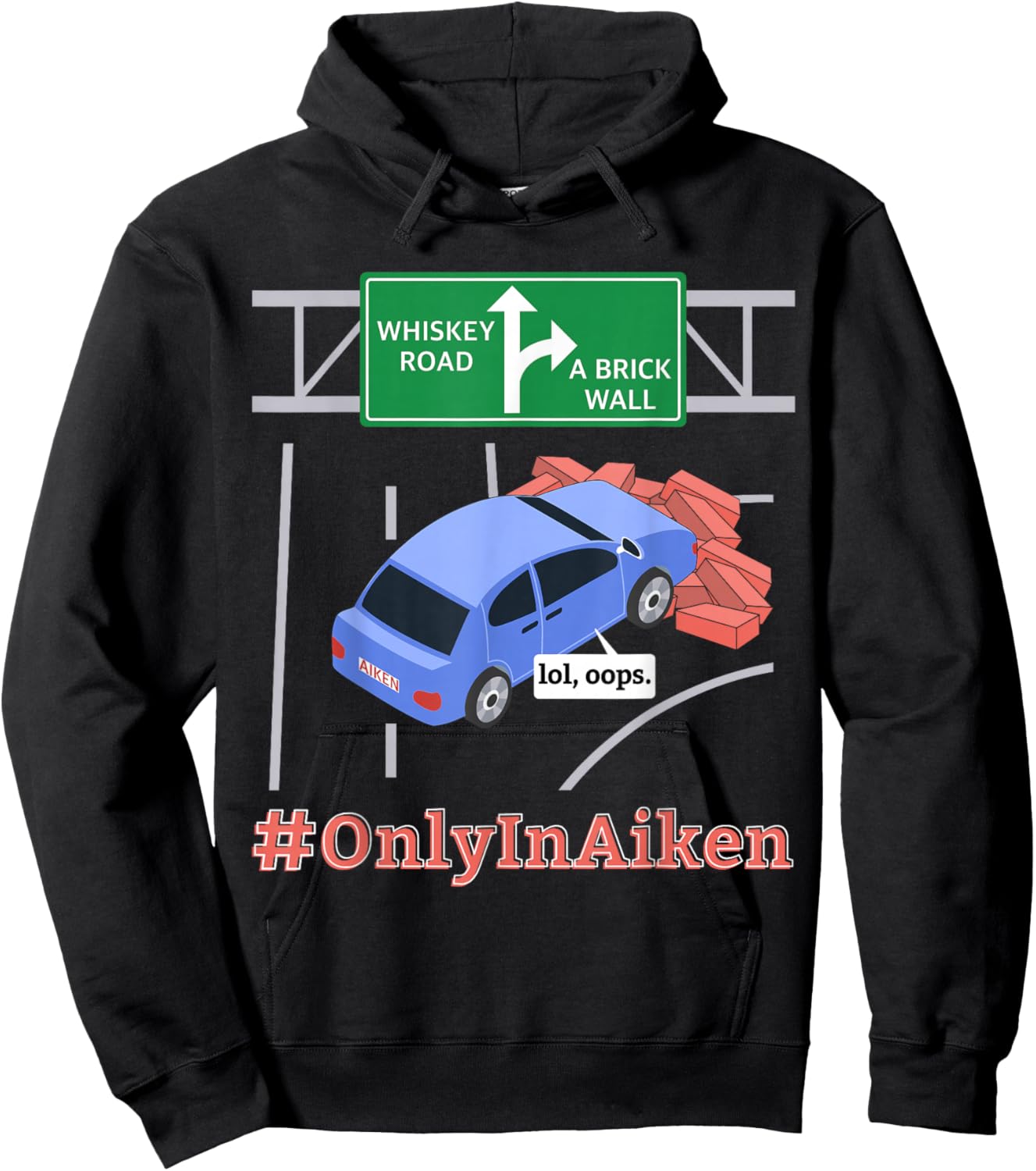Aiken, SC, Brick Wall Meme Hoodie - Hoodie | Black