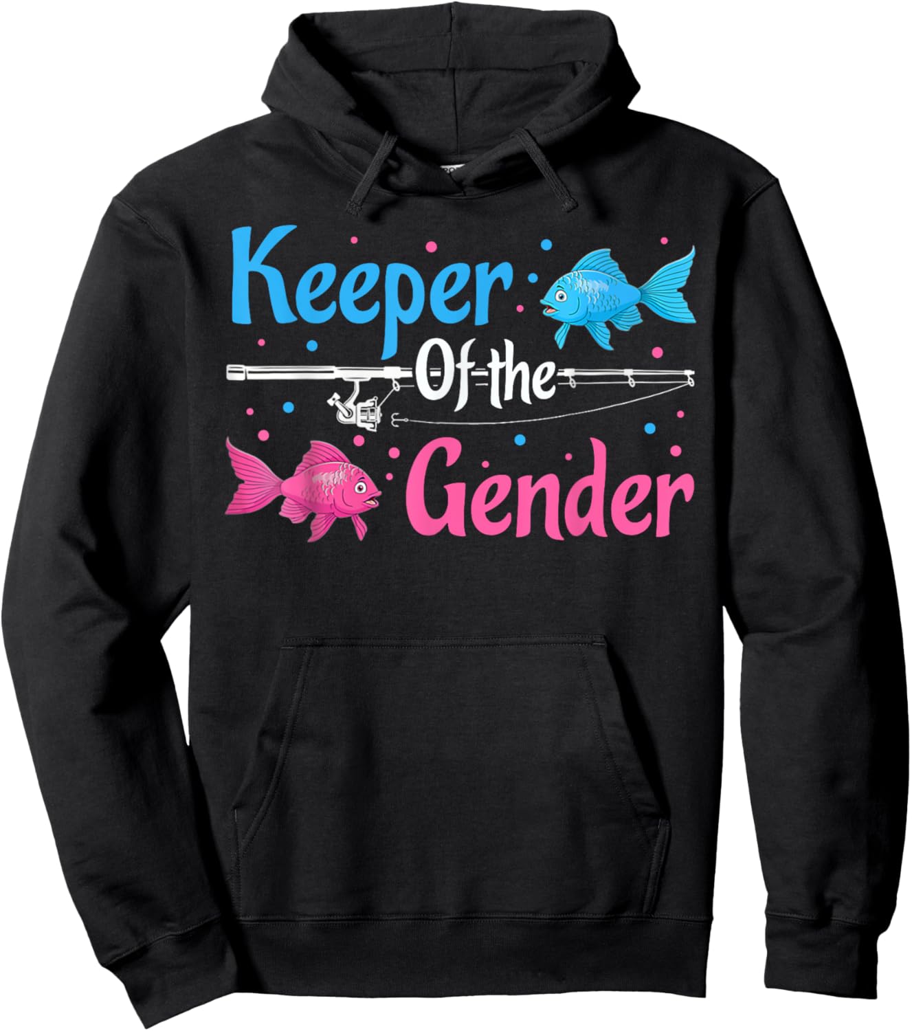 Keeper Of The Gender Shirt Fish Gender Reveal Baby Shower Hoodie - Hoodie | Black