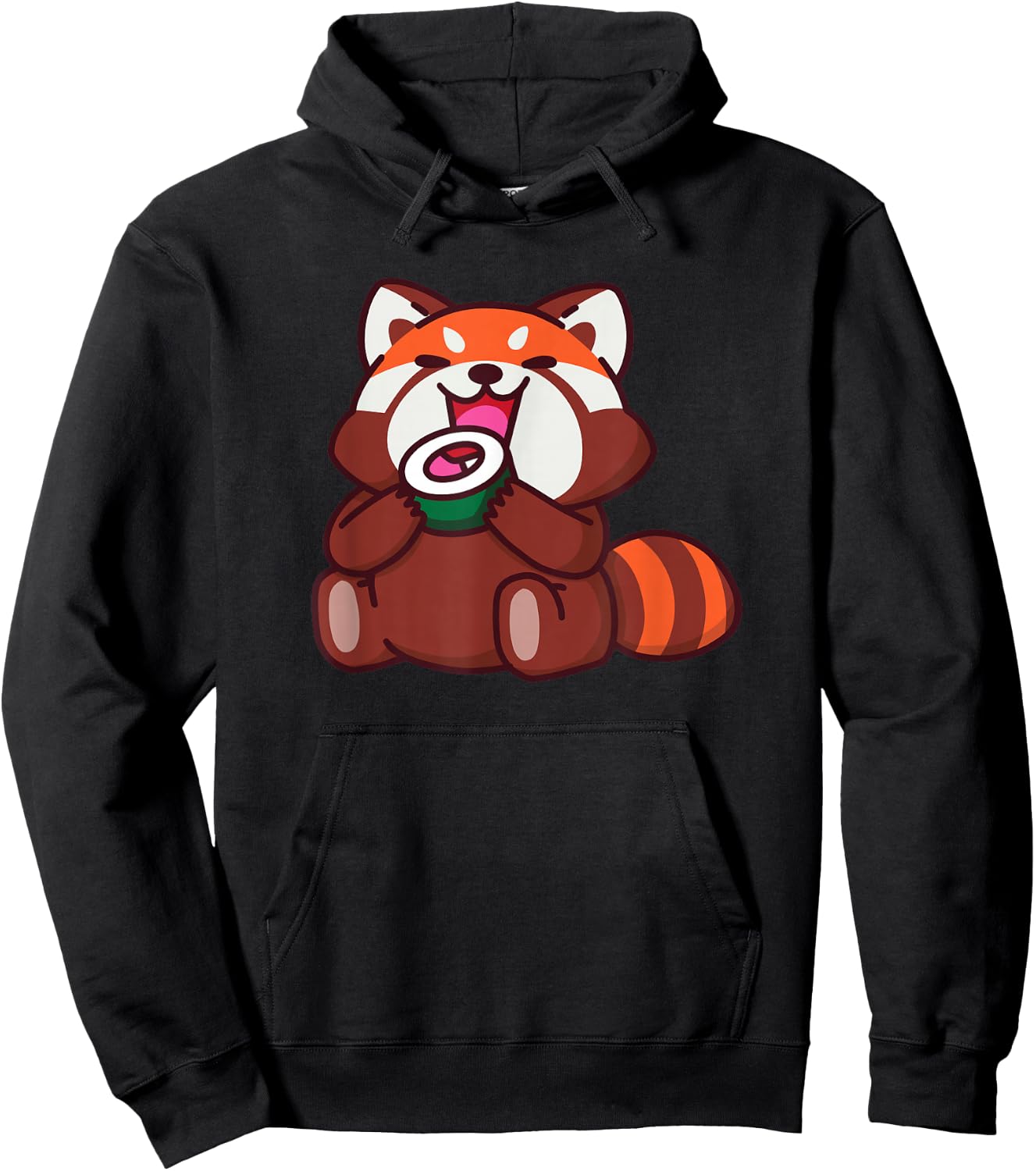 Red Panda Eating Sushi Animals Cartoon Food Hoodie - Hoodie | Black