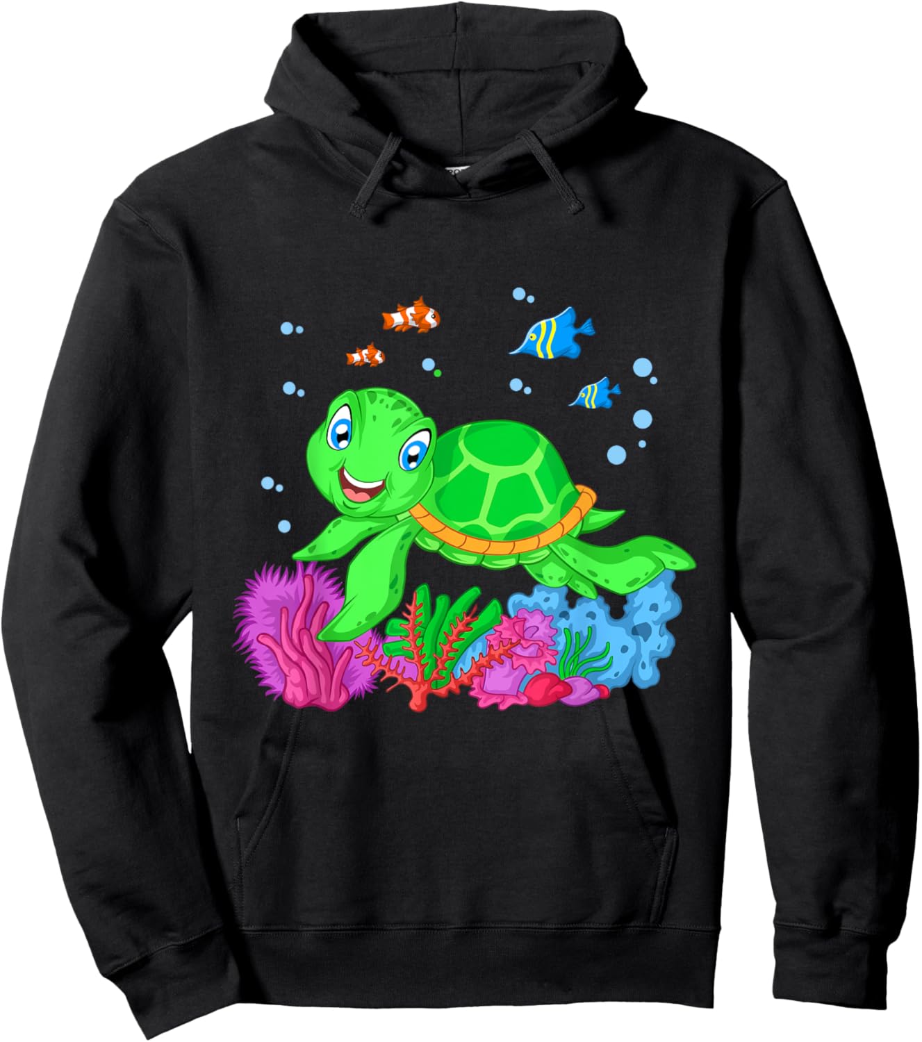 Turtle Cute Sea Animal | Ocean Creature Adult & Kids Hoodie - Hoodie | Black