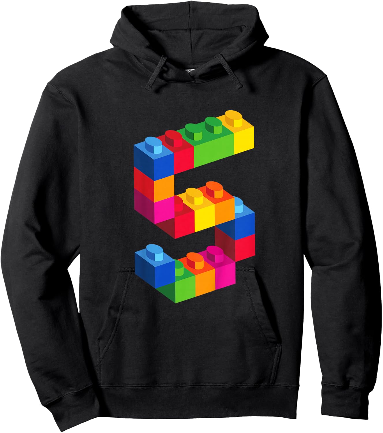 5 Year Old Building Blocks Birthday T Shirt Bricks 5th Gift Hoodie - Hoodie | Black