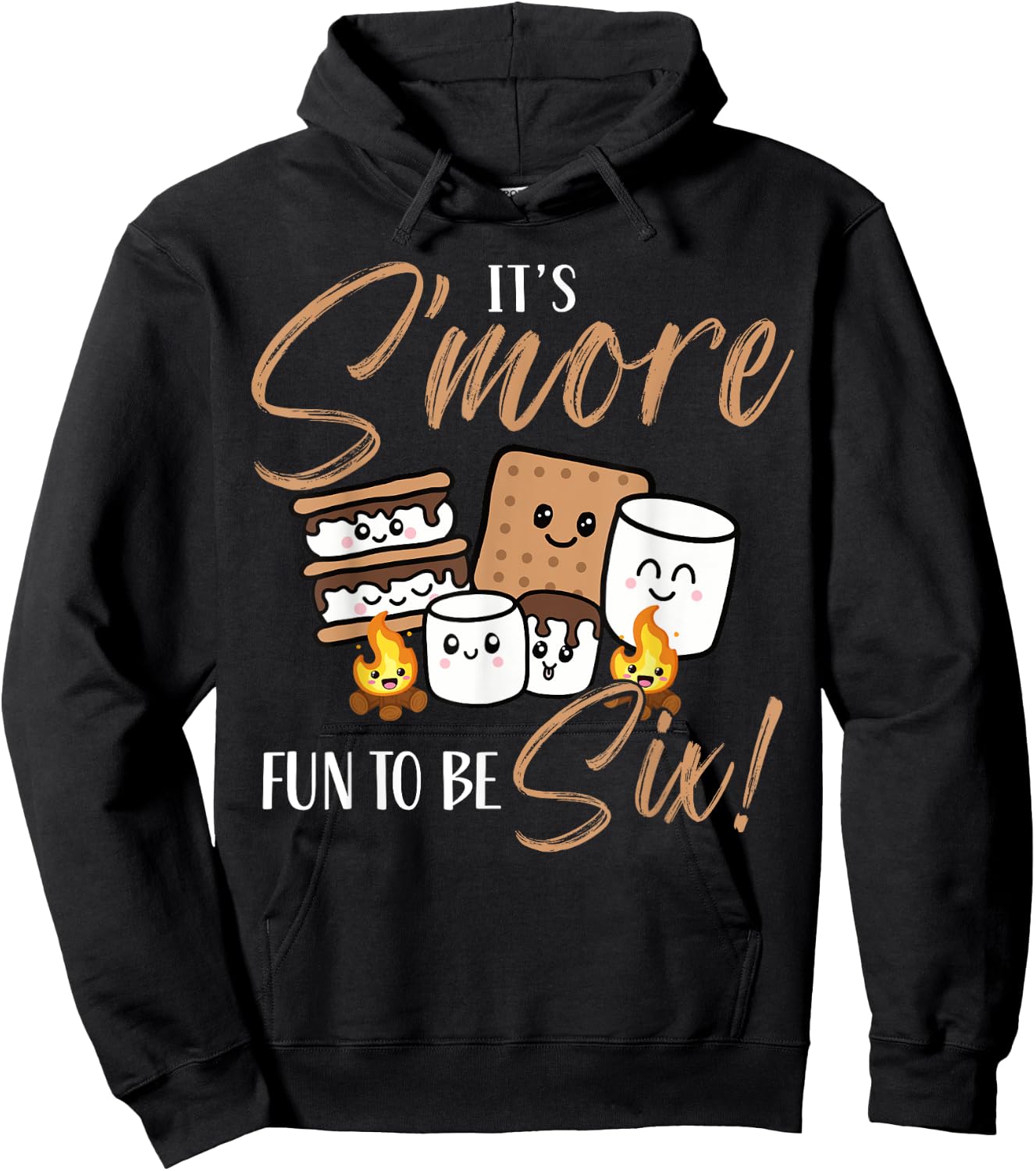 Birthday Campfire Marshmallow It's S'more Fun To Be Six 6th Hoodie - Hoodie | Black