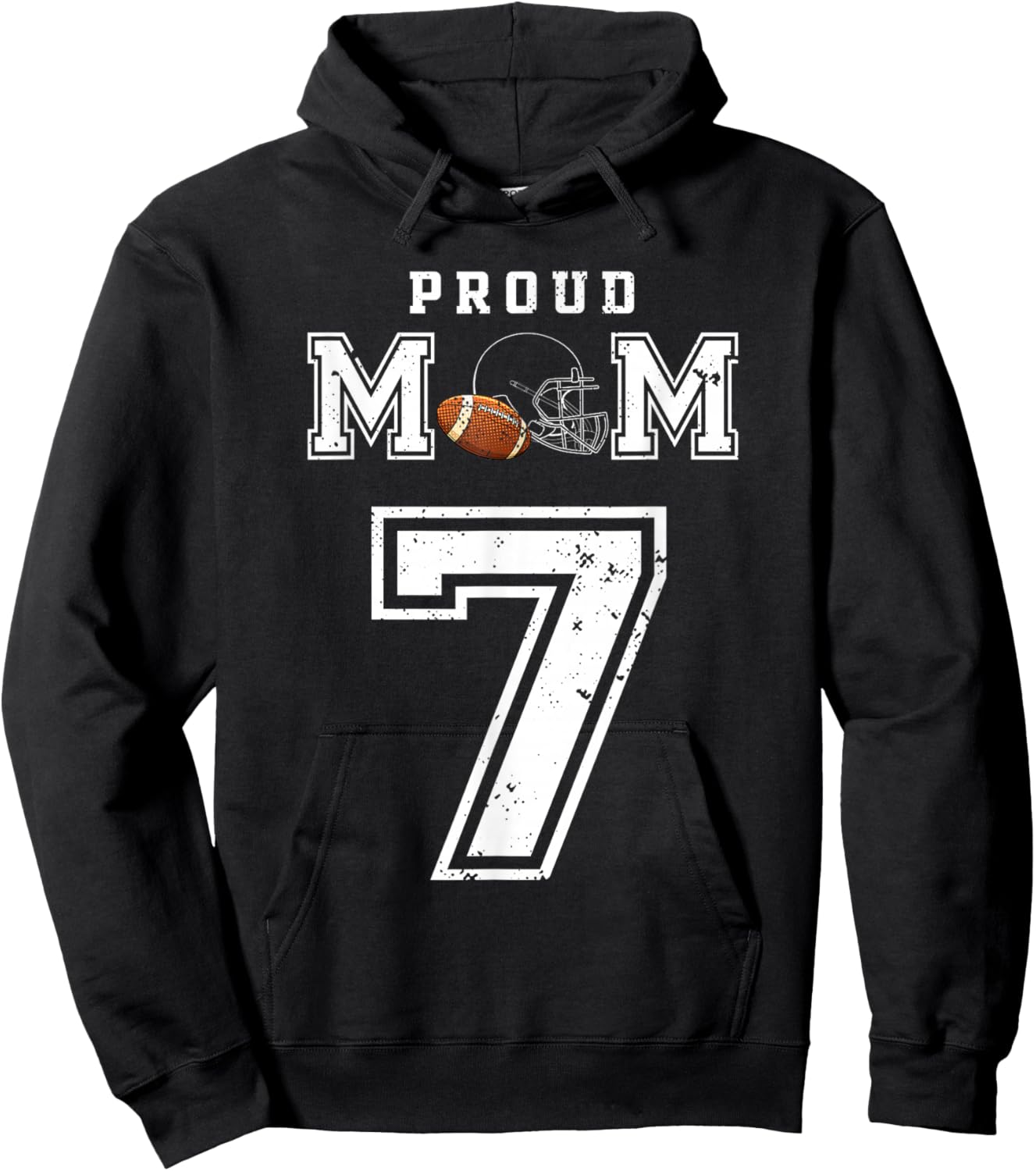 Custom Proud Football Mom Number 7 Personalized Hoodie - Hoodie | Black