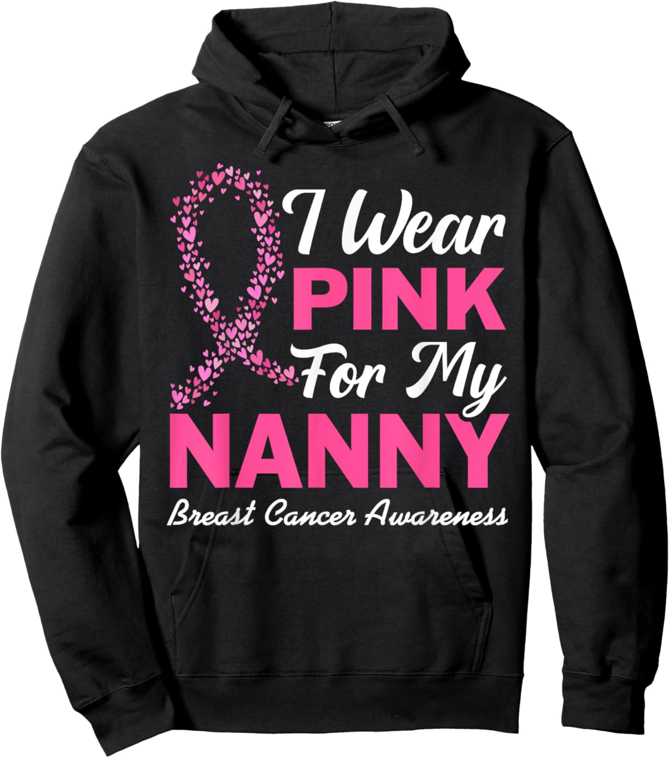 I Wear Pink For My Nanny Grandma Breast Cancer Awareness Kid Hoodie - Hoodie | Black