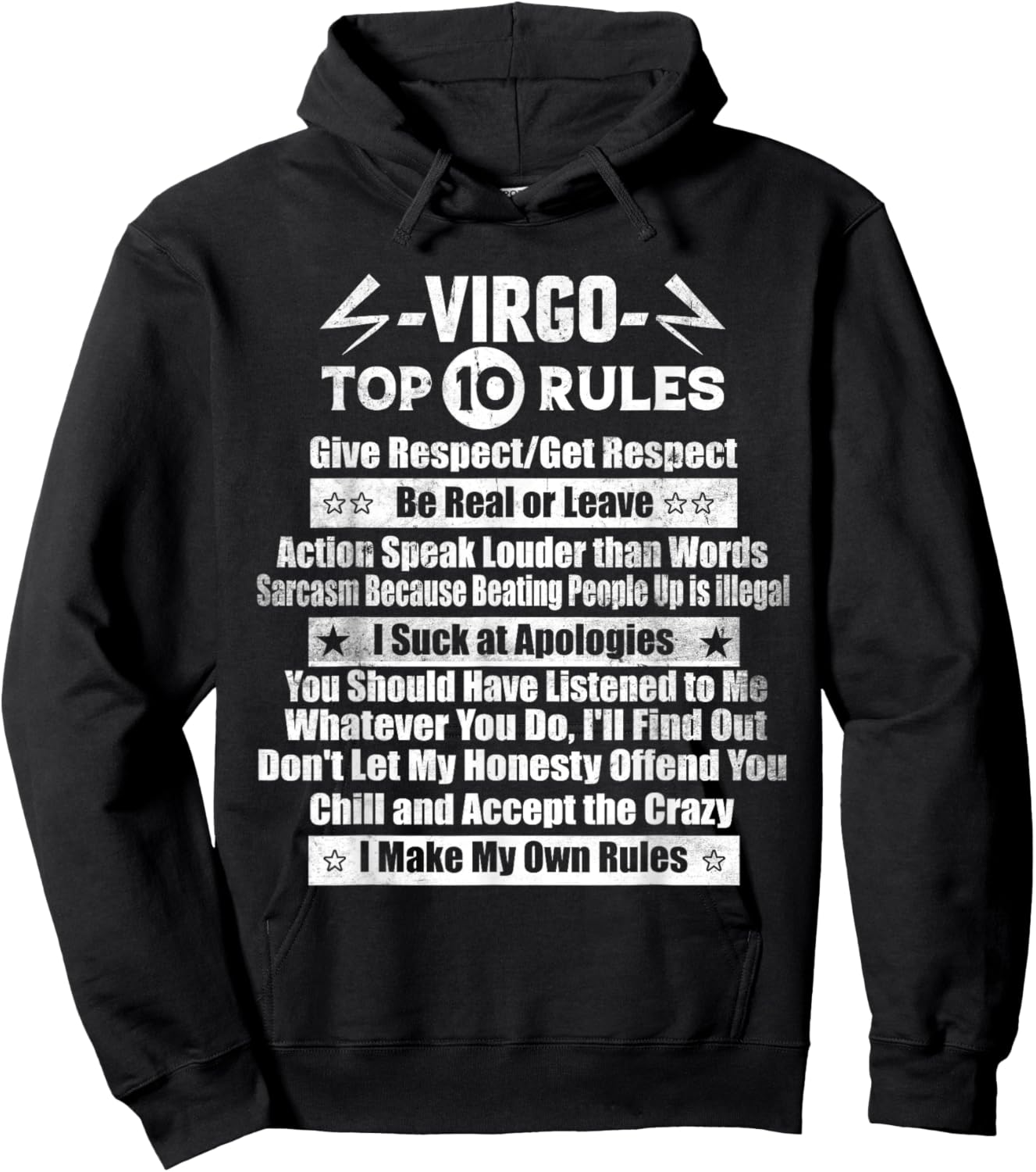 Zodiac Sign Funny Top 10 Rules Of Virgo Funny Horoscope Hoodie - Hoodie | Black