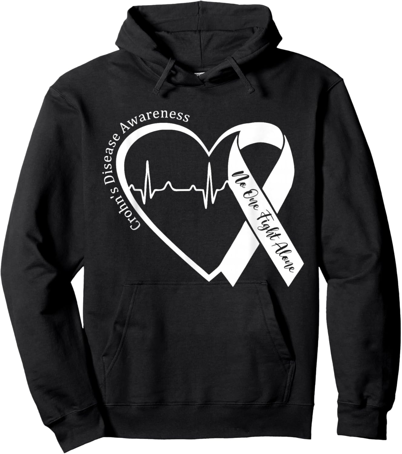 Crohns Disease Heart Support Purple Ribbon Crohn's Awareness Hoodie - Hoodie | Black