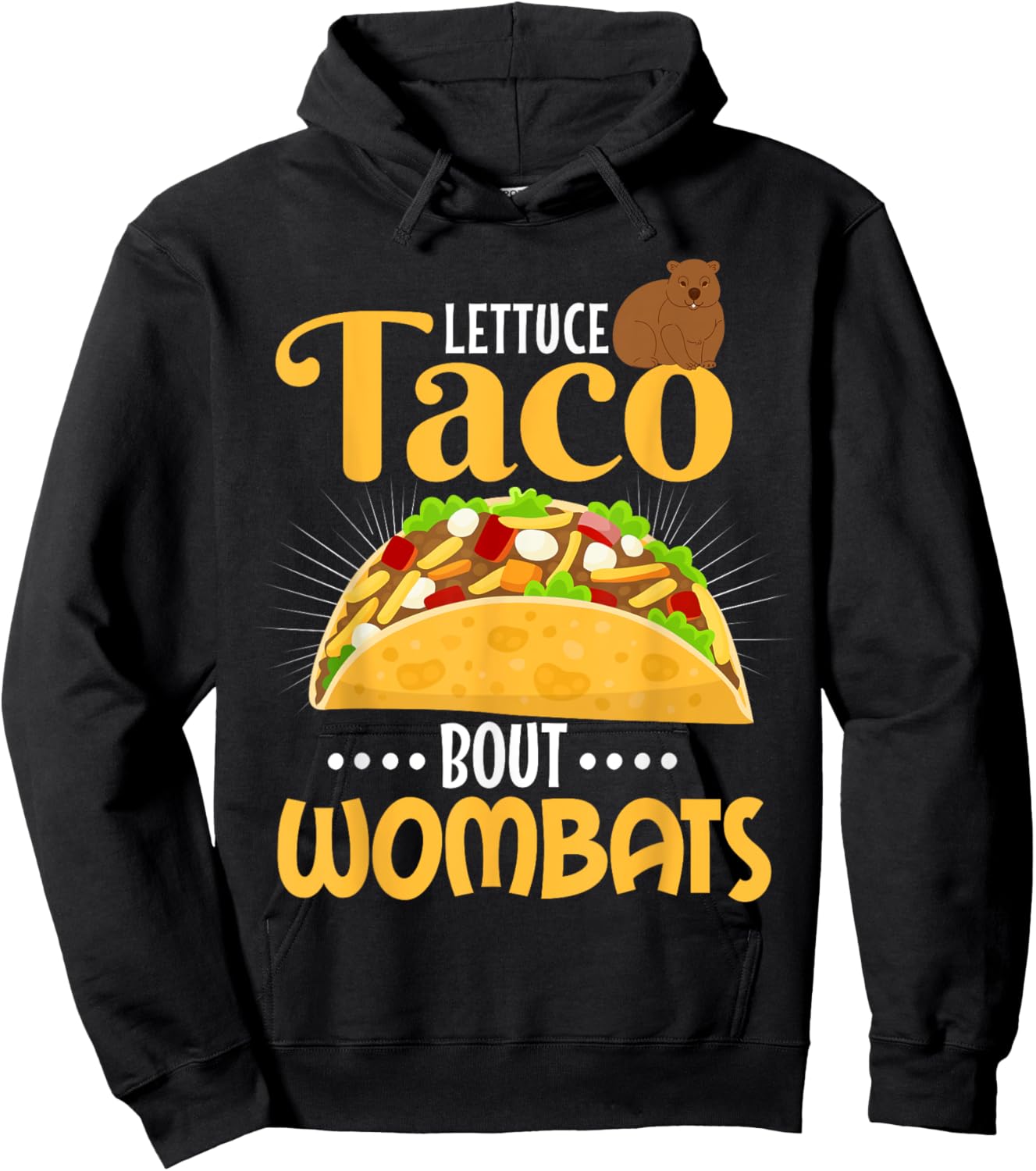 Wombat Shirt Funny Taco Pun Animal Wombat Lover Hoodie - Hoodie | Black